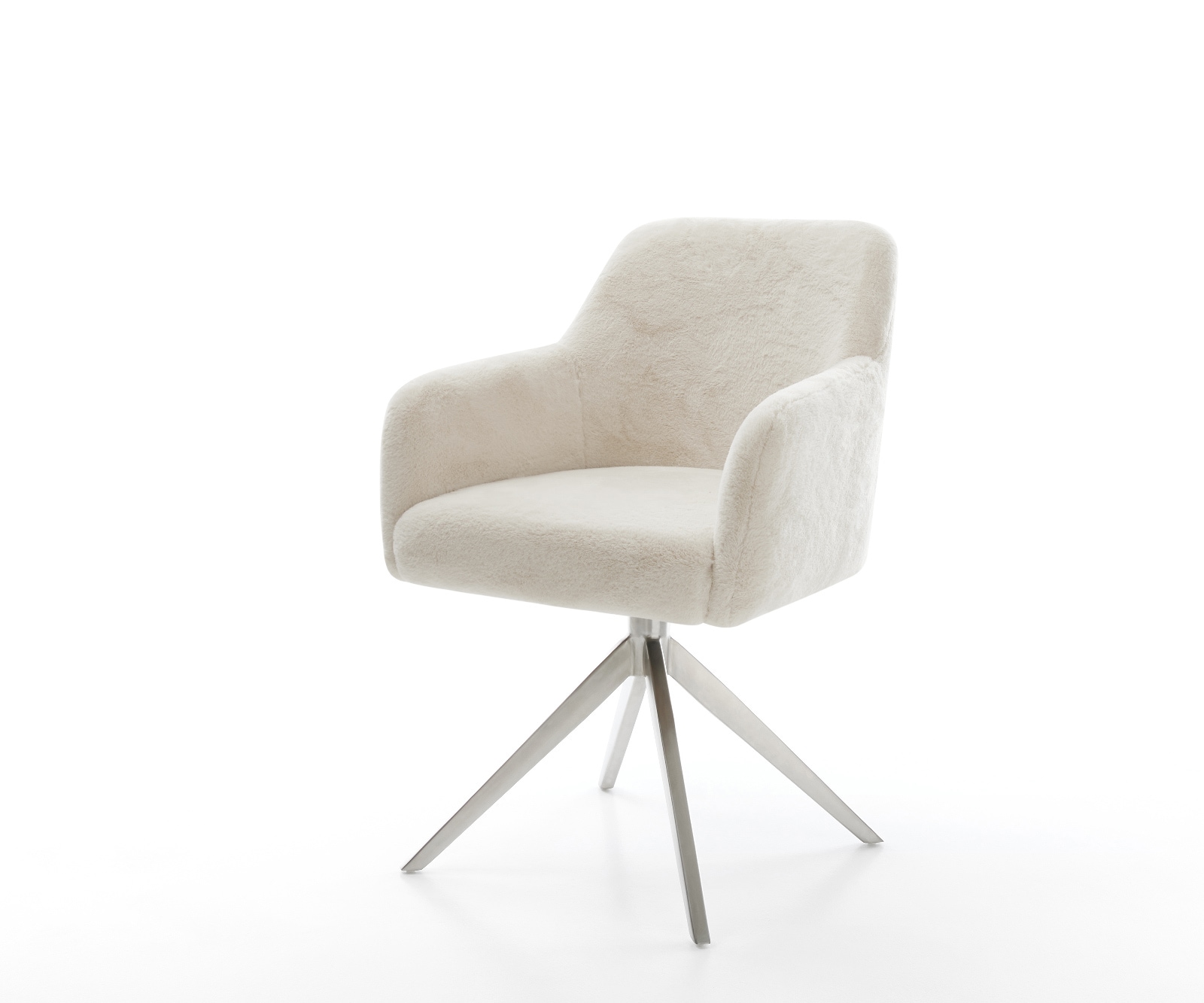 Chaise-pivotante Greg-Flex peluche crème-blanc pied croisé large acier inoxydable pivotement sur 360° fonction bascule resorts ensachés 1