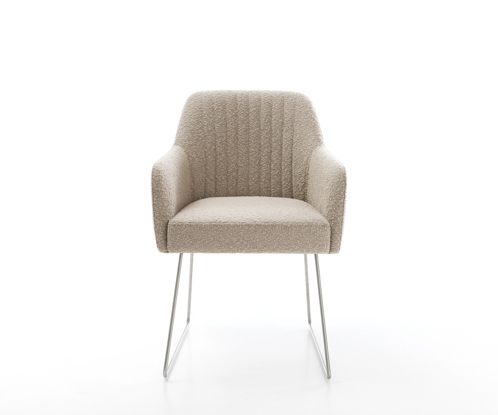 Chaise-de-salle-à-manger Greg-Flex bouclé boue pied trapèze acier inoxydable ressorts ensachés 1