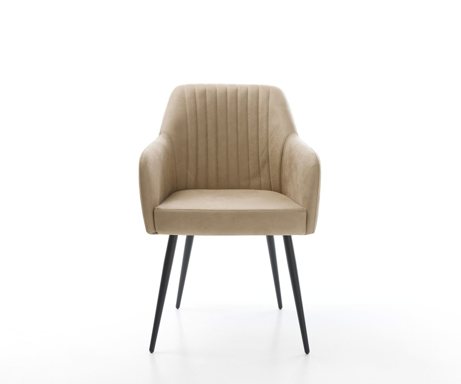 Chaise-de-salle-à-manger Greg-Flex microvelours beige vintage 4 pieds coniques noir ressorts ensachés 1