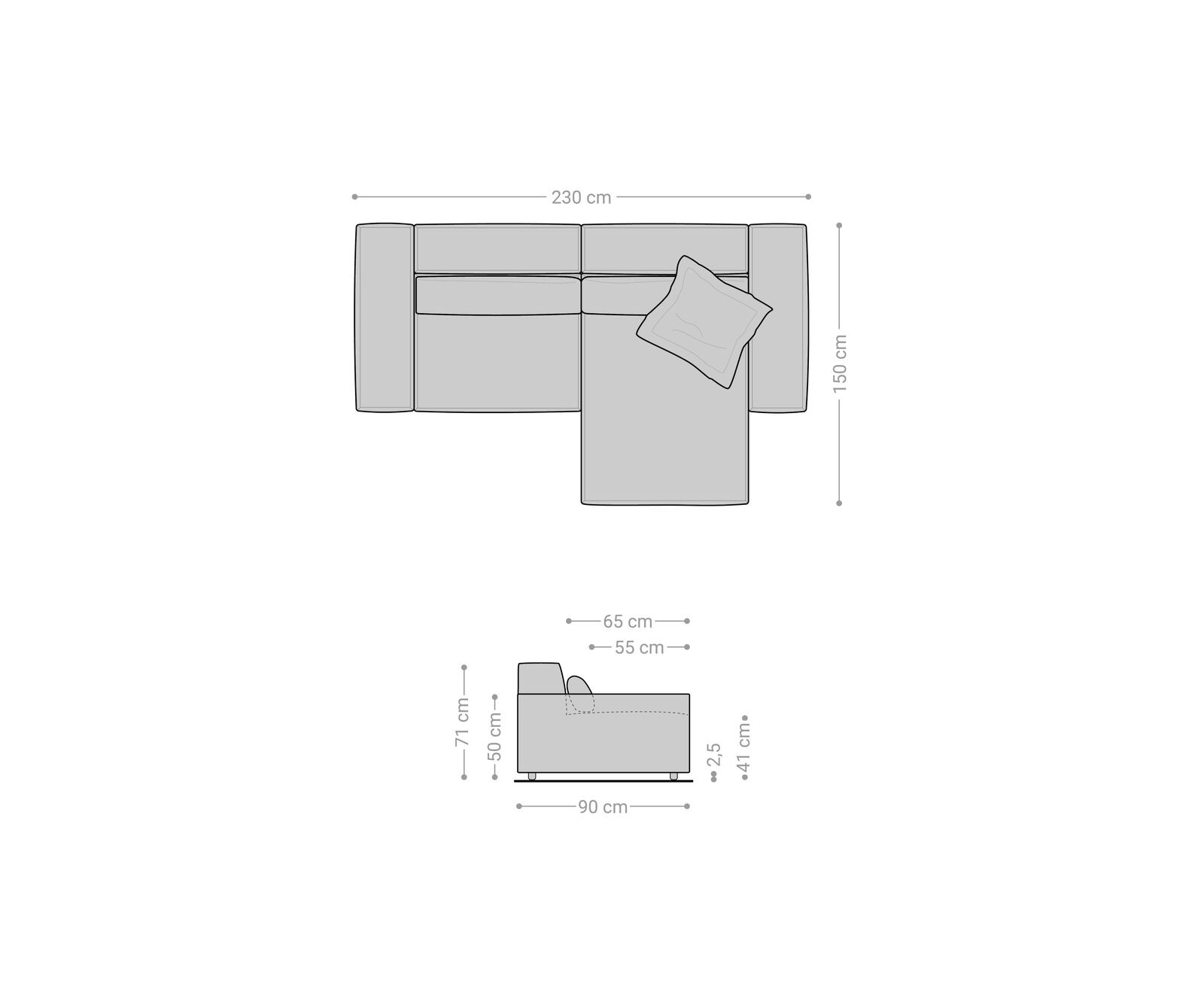 Canapé d'angle Sirpio 230x150 cm Bouclee Crème-blanc Recamiere variable 7