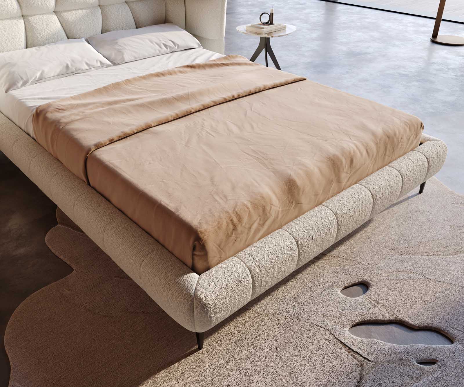 Sommier rembourré Capujo 140x200 cm Bouclé Crème-Blanc 4