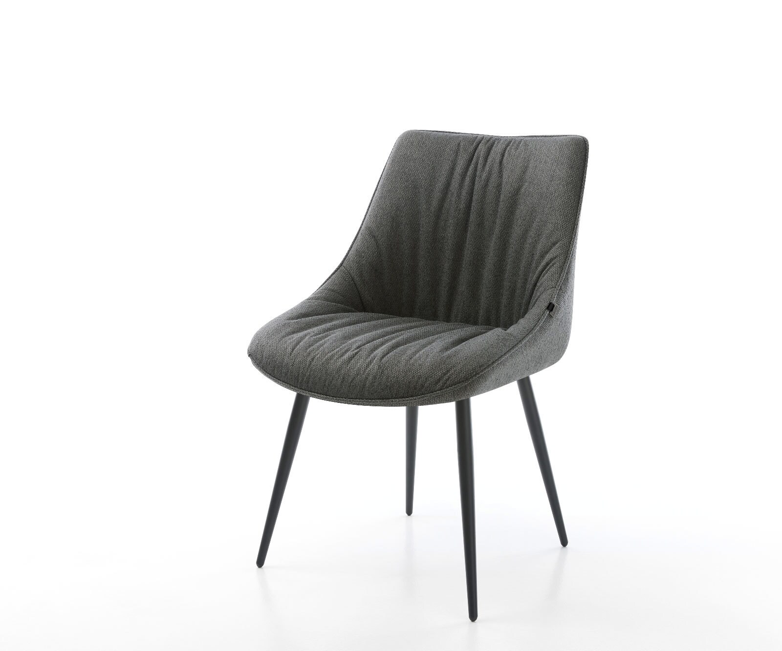 Chaise-de-salle-à-manger Elda-Flex tissu texturé anthracite 4 pieds coniques noir