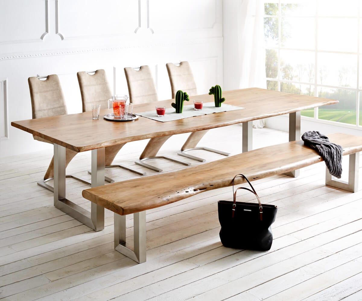 Plateau-de-table-à-manger Edge 300x100cm acacia nature Live-Edge 4