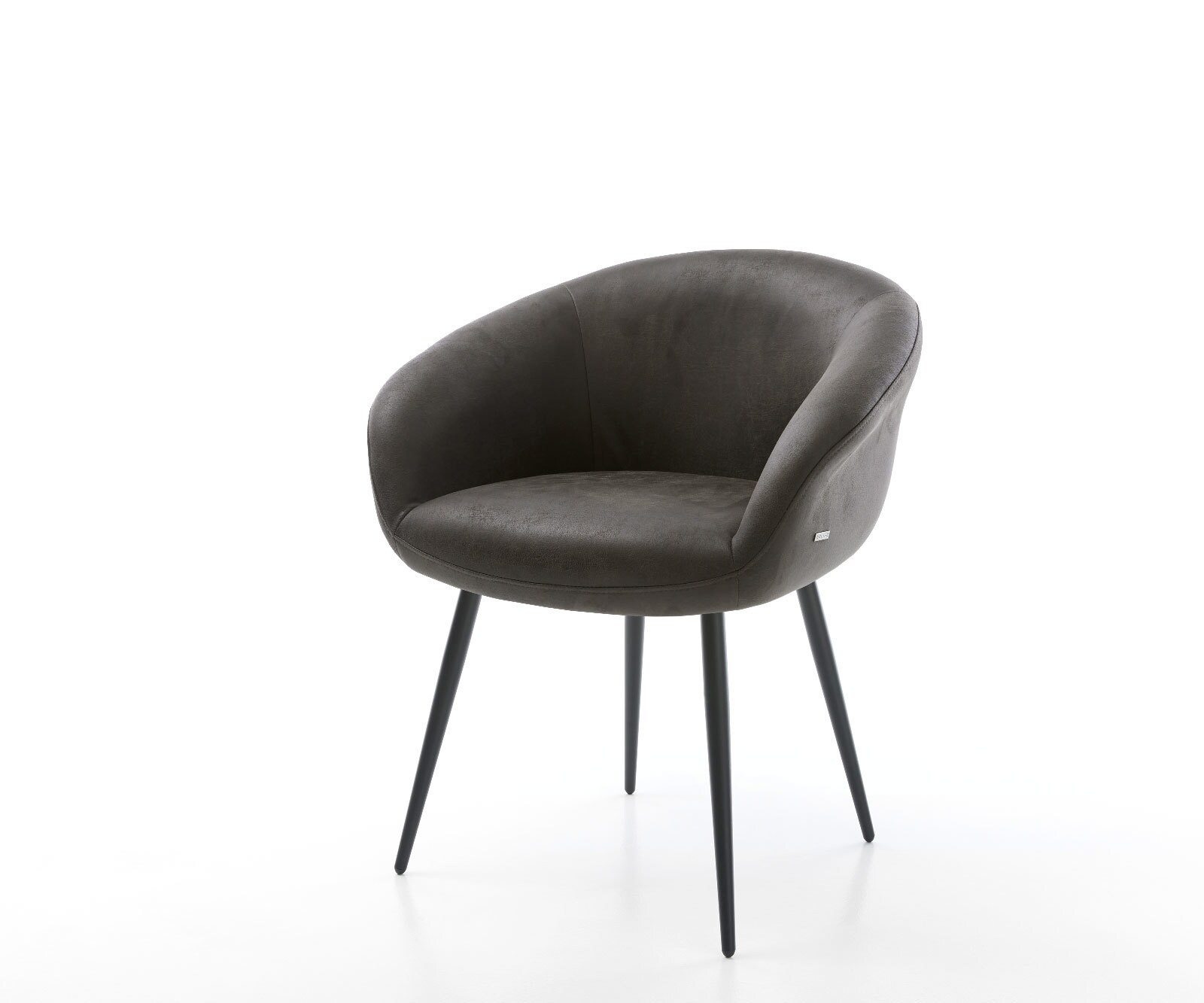Chaise-de-salle-à-manger Vinka-Flex avec accoudoirs microvelours anthracite vintage 4 pieds coniques noir ressorts ensachés