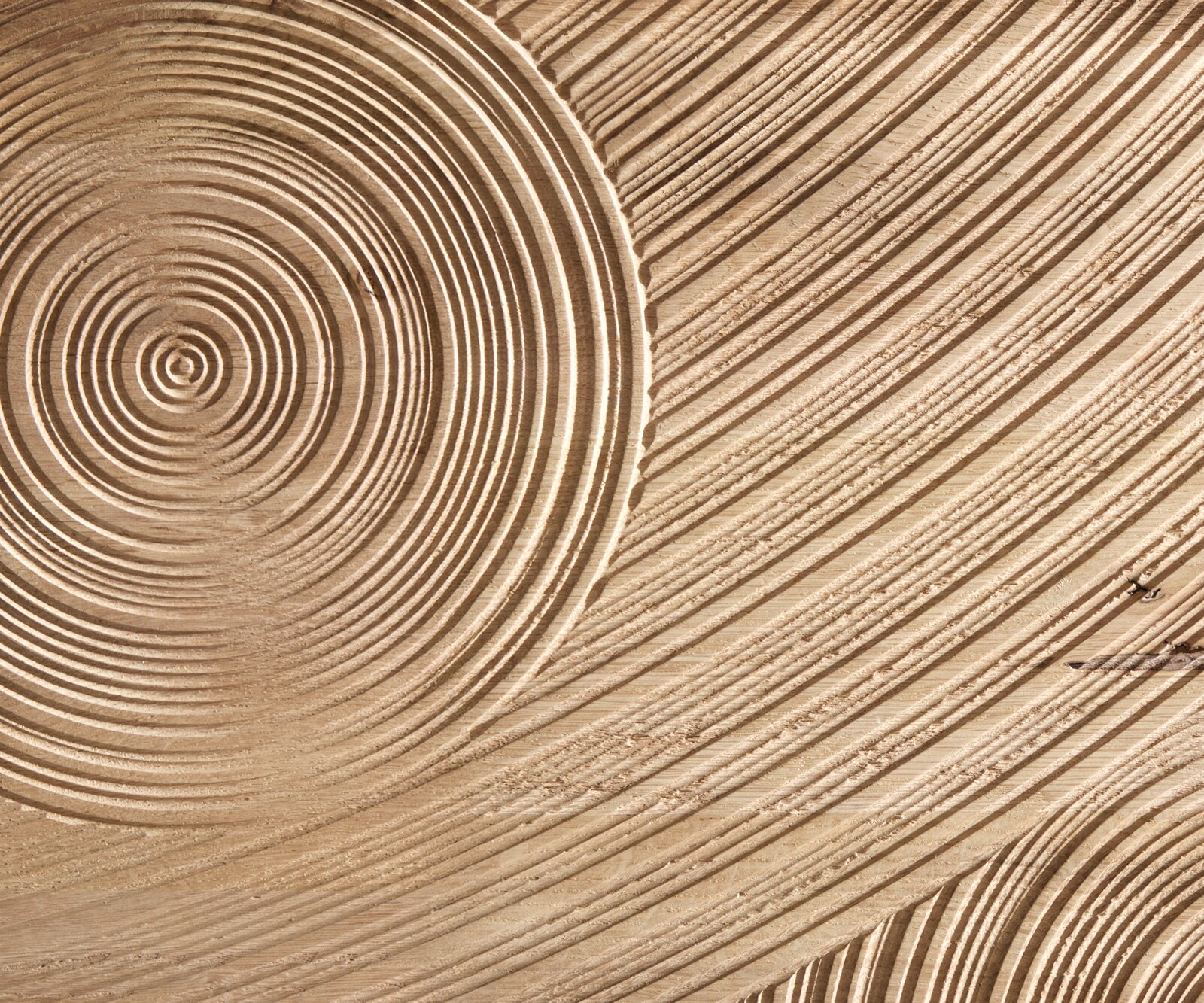 Buffet Ashara 200 cm chêne naturel effet 3D 4 portes patins en acier inoxydable brossé 1