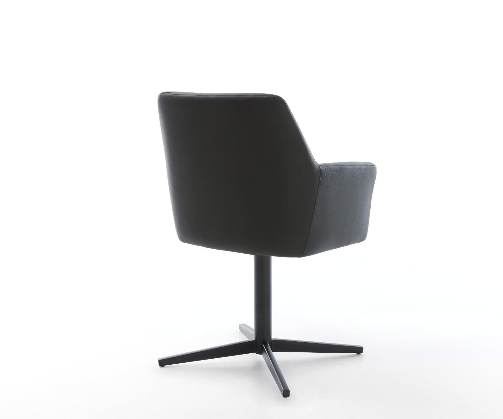 Chaise-pivotante Xana-Flex avec accoudoirs cuir de vache noir pied de chaise 4 branches noir pivotement sur 360° ressorts ensachés 5