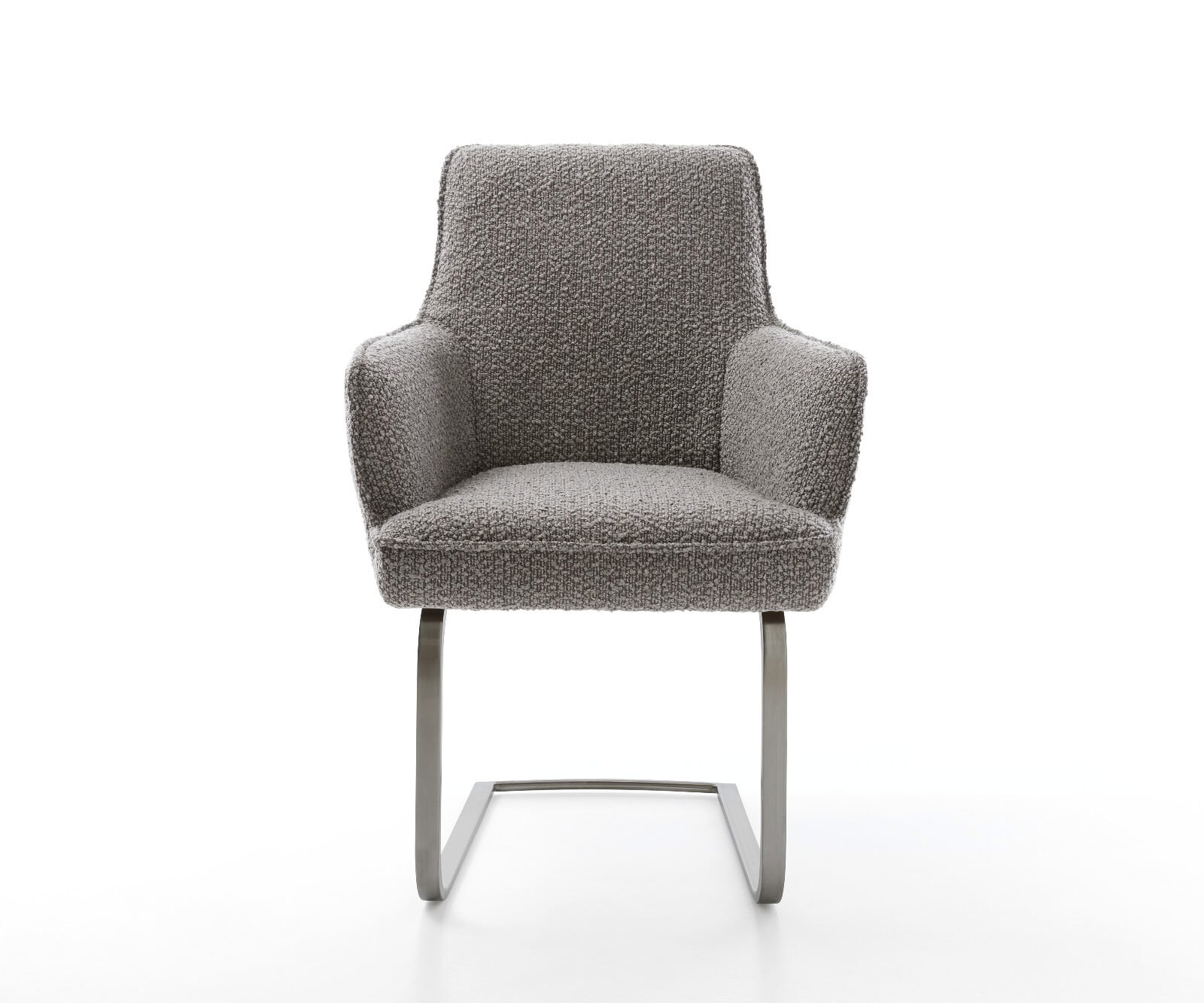 Cantilever Heira-Flex mit Armlehnen bouclé gris argenté pied cantilever plat grafiete ressorts ensachés 1 Cantilever Heira-Flex mit Armlehnen bouclé gris argenté pied cantilever plat grafiete ressorts ensachés 1