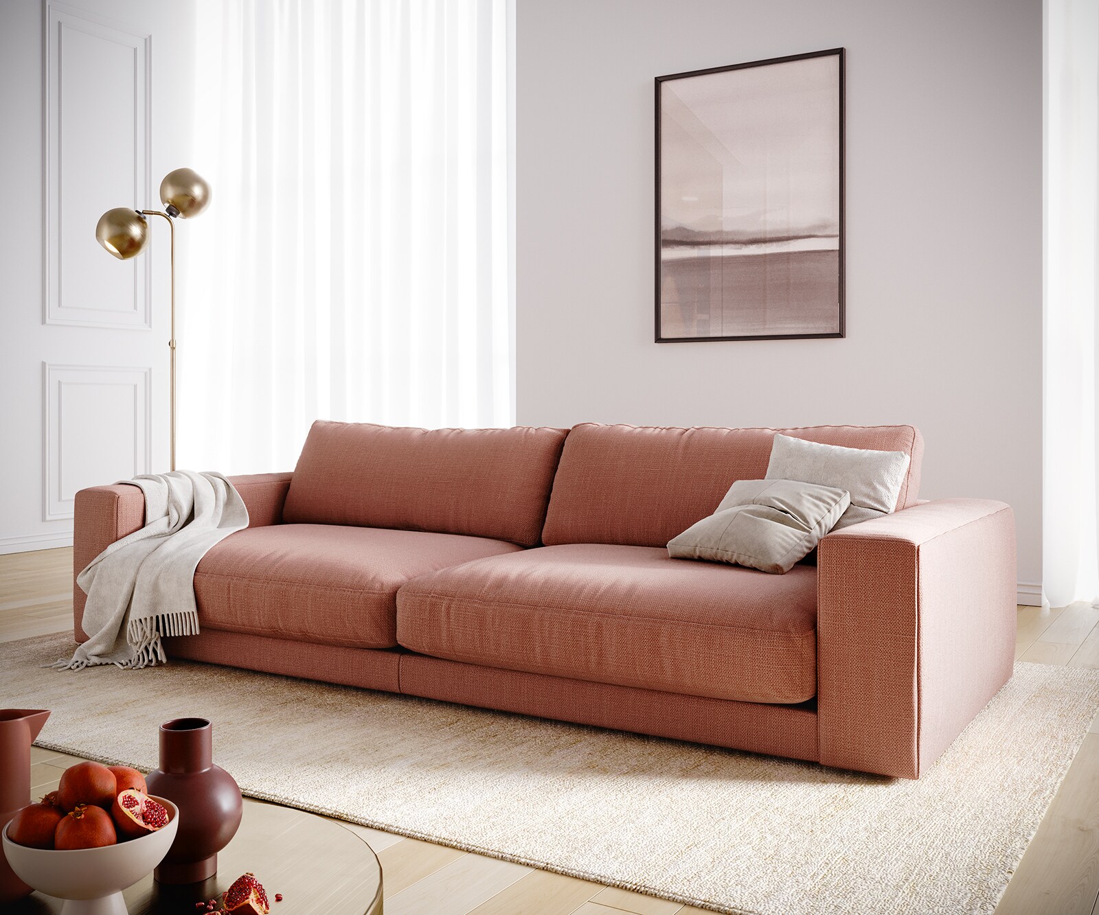 Bigsofa Cubico 290x120 cm Flachgewebe Orange 1