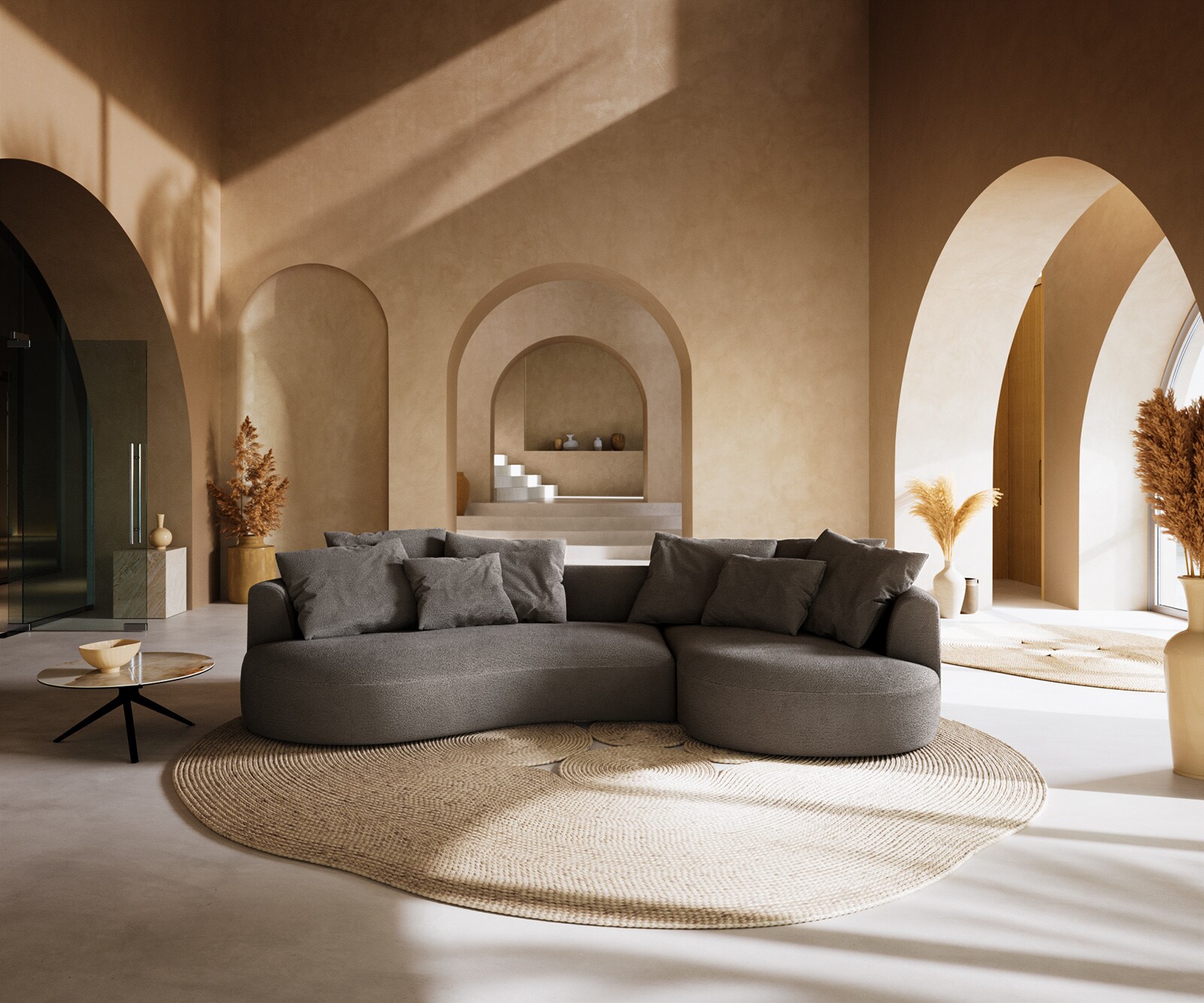 Grand-canapé Edina 330 x 170 cm Bouclé Soft Boue 2