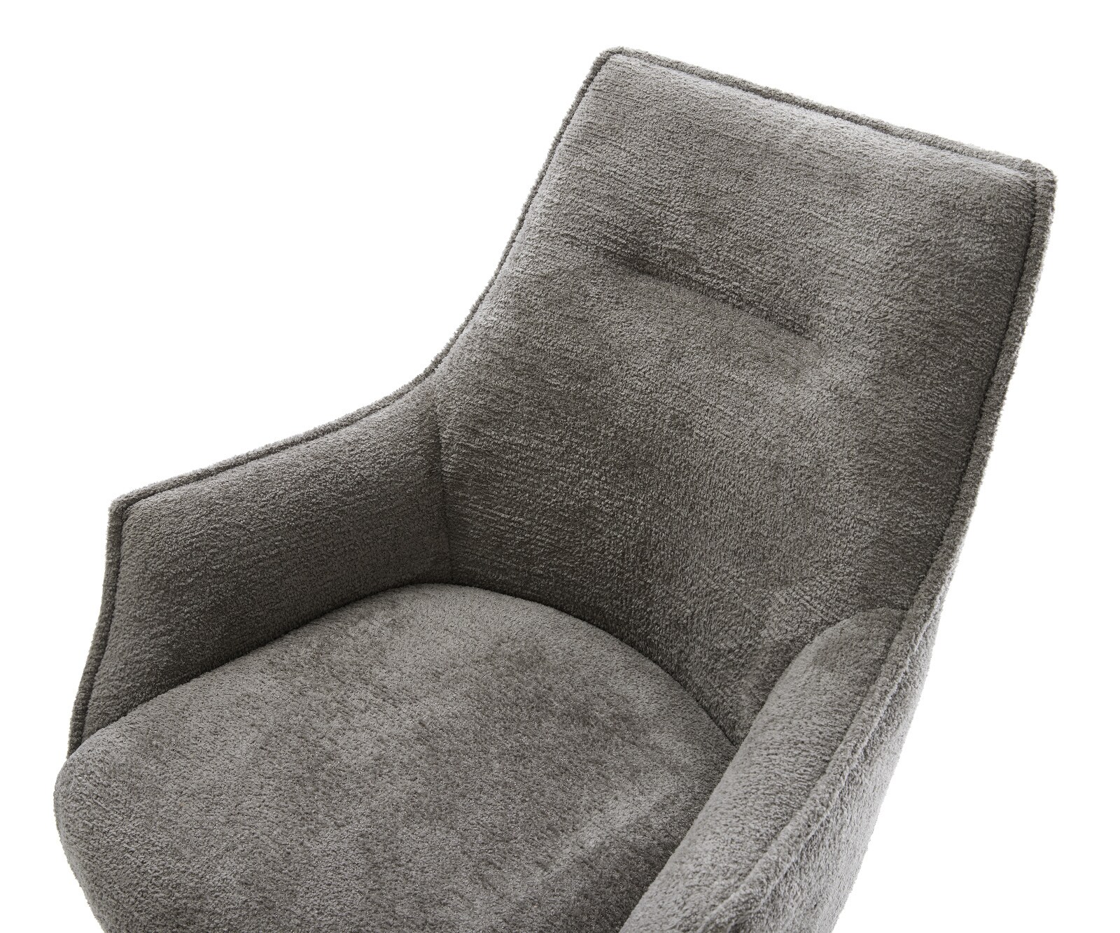 Chaise-de-salle-à-manger Alja-Flex avec accoudoirs bouclé doux couleur boue pied trapèze noir resorts ensachés 3