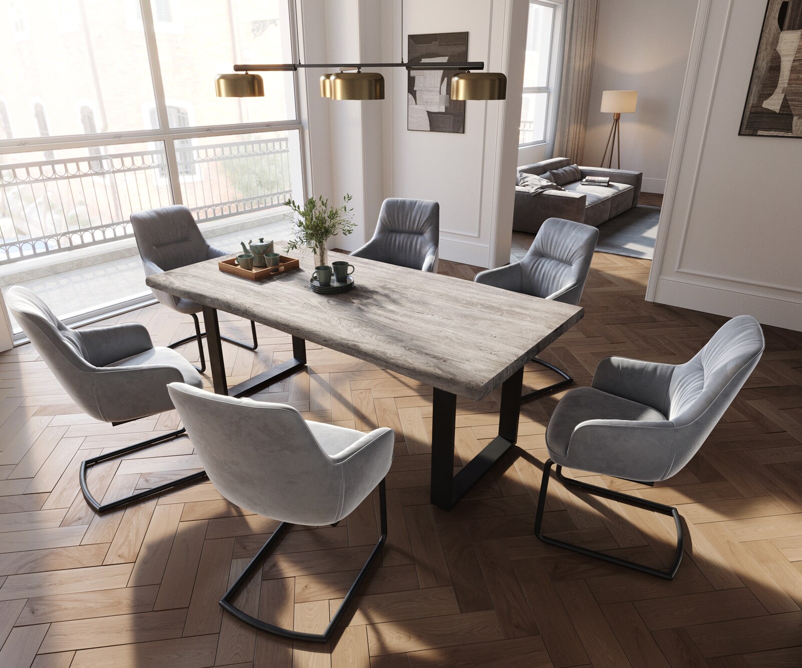 Cantilever Zelia-Flex avec accoudoirs velours gris pied cantilever rond noir ressorts ensachés 3 Cantilever Zelia-Flex avec accoudoirs velours gris pied cantilever rond noir ressorts ensachés 3