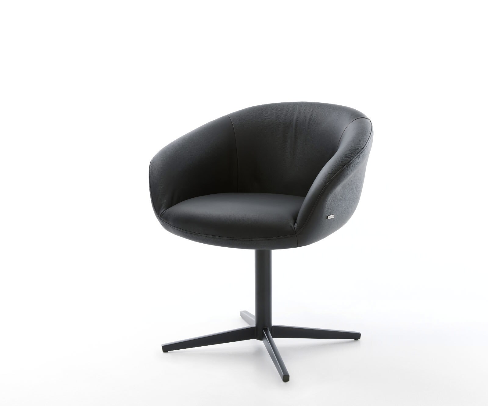 Chaise-pivotante Vinka-Flex avec accoudoirs cuir de vache noir pied de chaise 4 branches noir pivotement sur 360° ressorts ensachés 1