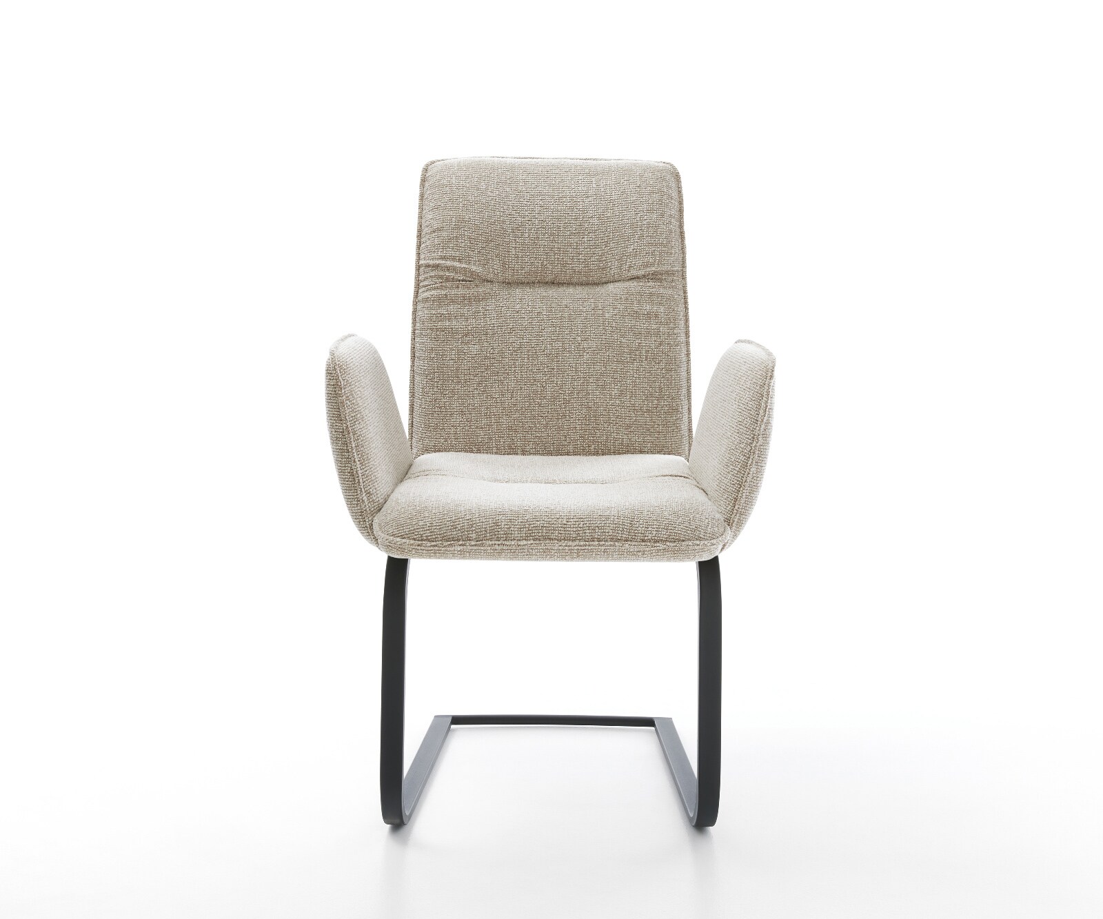 Cantilever Vinja-Flex tissu tissé doux beige pied cantilever plat noir 2