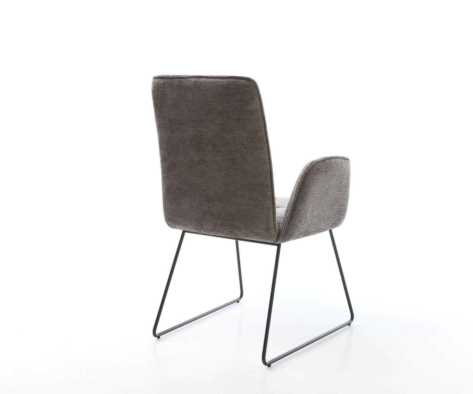 Chaise-de-salle-à-manger Vinja-Flex bouclé doux couleur boue pied trapèze noir 5