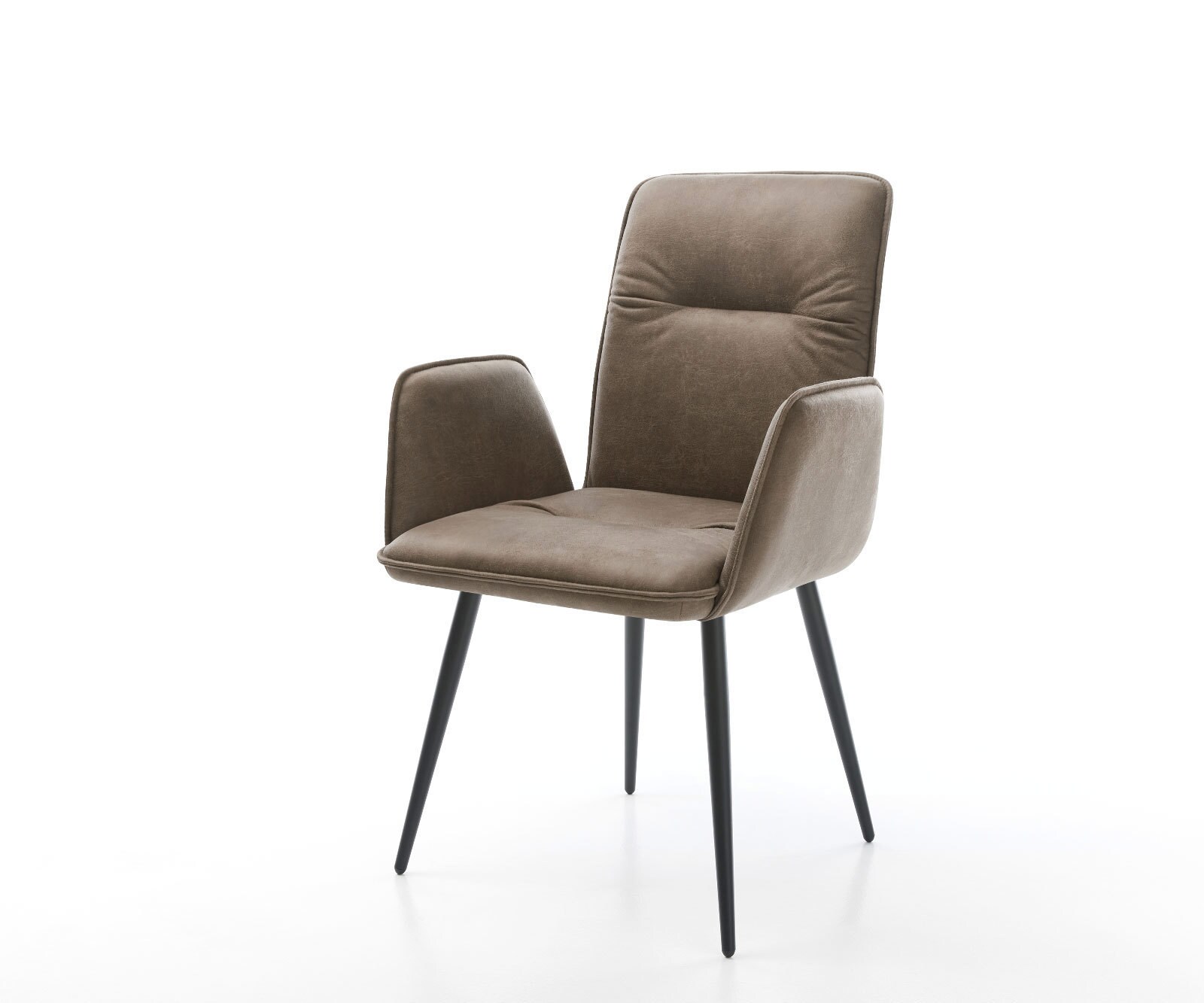 Chaise-de-salle-à-manger Vinja-Flex microvelours taupe vintage 4 pieds coniques noir