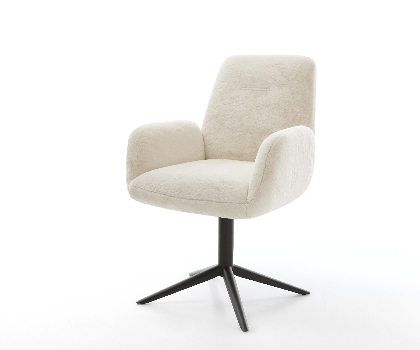 Chaise-pivotante Zoa-Flex peluche crème-blanc pied de chaise 4 branches noir pivotement sur 360° fonction bascule resorts ensachés 1