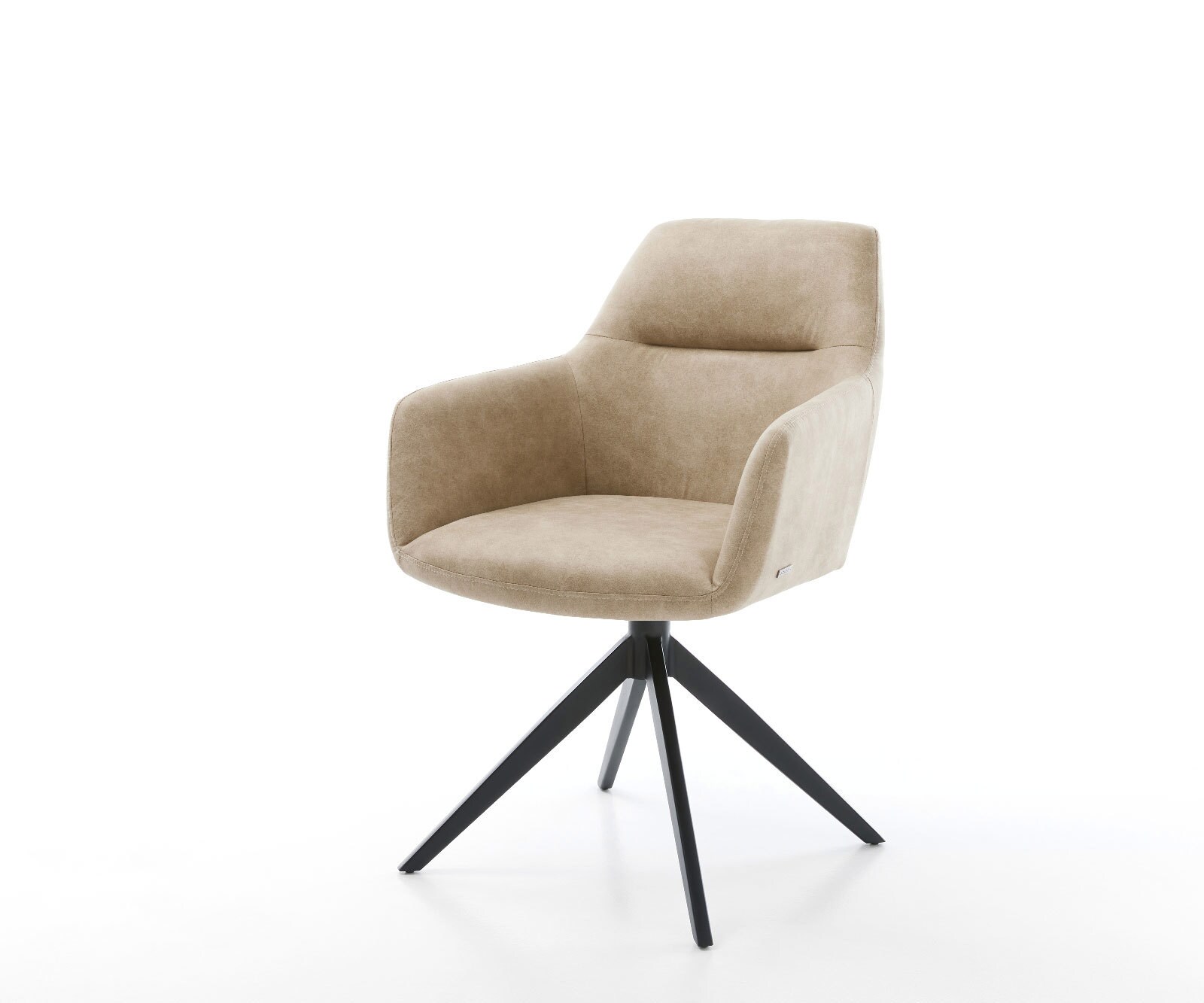 Chaise-pivotante Pejo-Flex microvelours beige vintage pied croisé large noir pivotement sur 360° fonction bascule ressorts ensachés