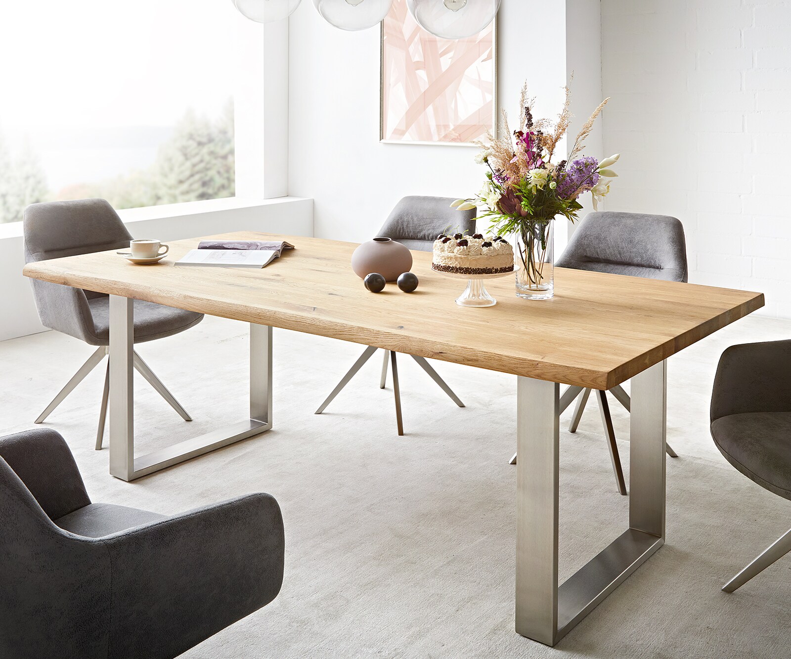 table en chêne massif, bord naturel,bois massif, live edge, haut rhin