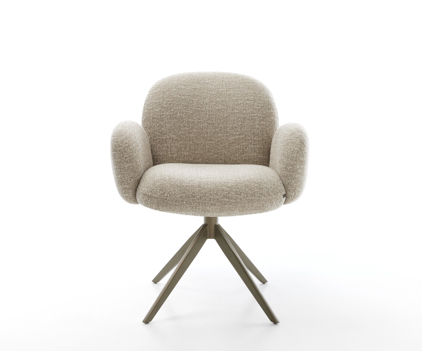 Chaise-pivotante Nube-Flex avec accoudoirs tissu tissé doux beige pied croisé large aspect titane pivotement sur 360° fonction bascule resorts ensachés 2