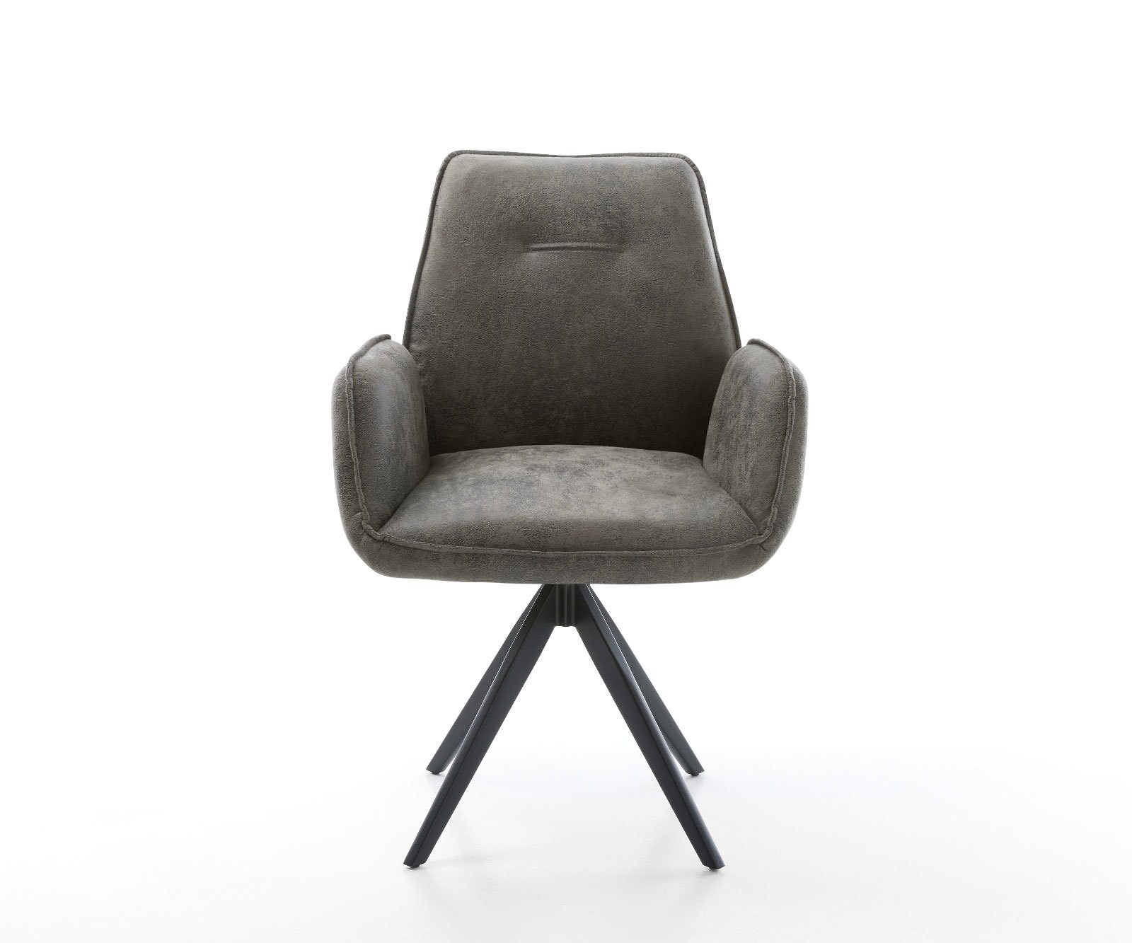 Chaise-de-salle-à-manger Zoa-Flex microvelours gris antique pied croisé angulaire noir ressorts ensachés 1