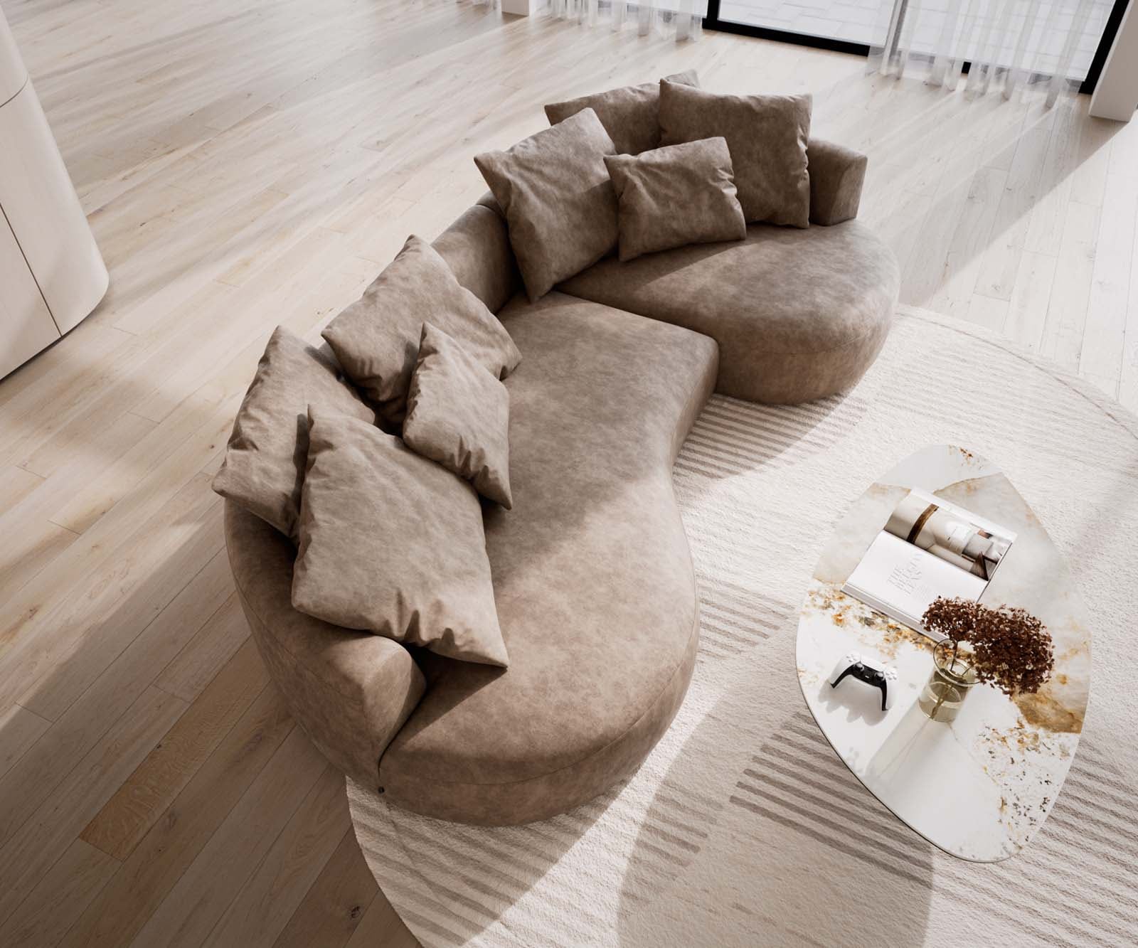 Canapé Edina 330x170 cm microfibre taupe vintage 3 Canapé Edina 330x170 cm microfibre taupe vintage 3