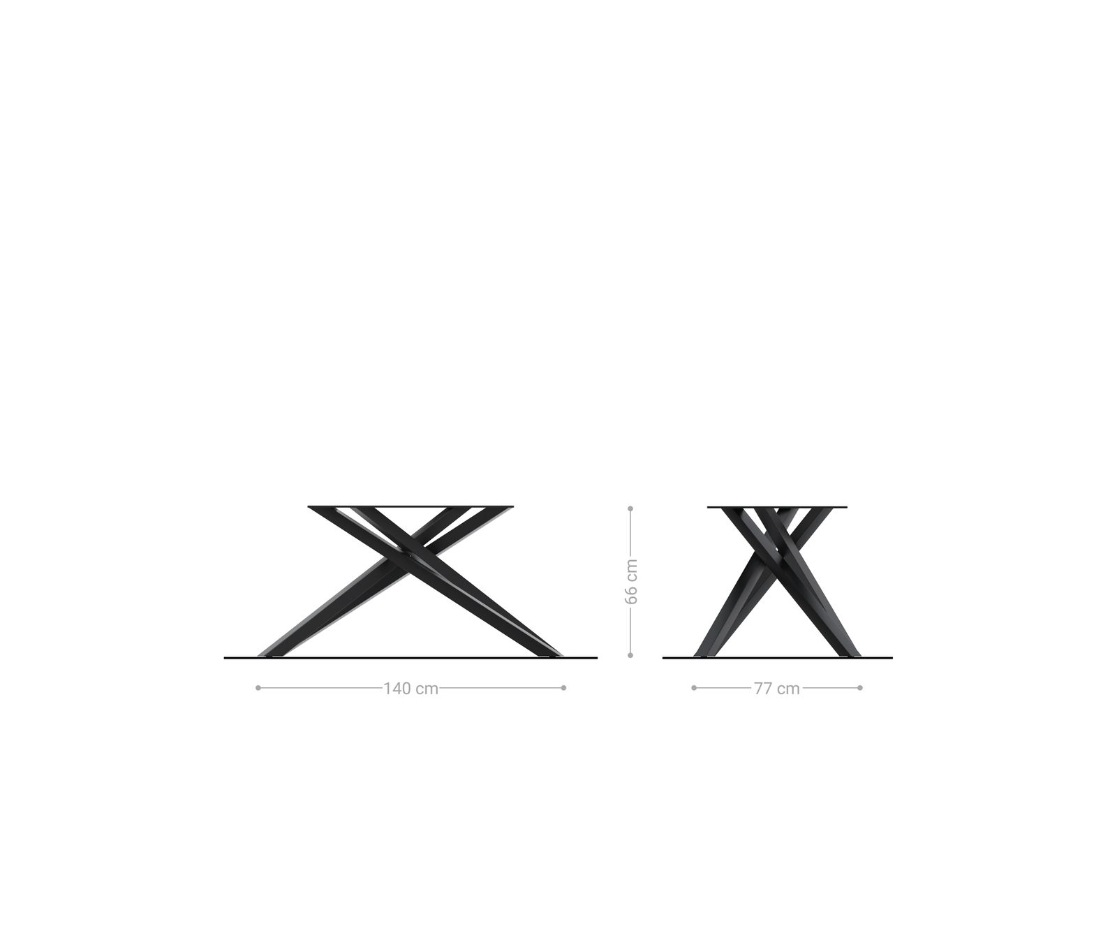 Cadre croix rectangle métal noir pour tables extensibles de 180-300 cm 2