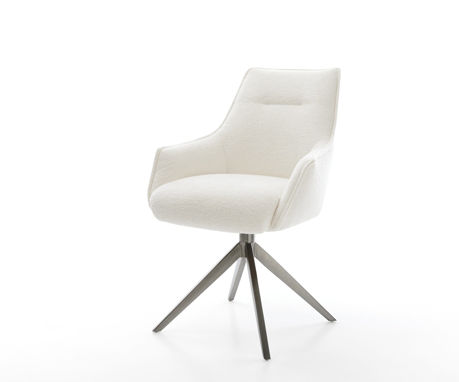 Chaise-pivotante Alja-Flex avec accoudoirs bouclé doux beige pied croisé large grafiete pivotement sur 360° fonction bascule resorts ensachés 1