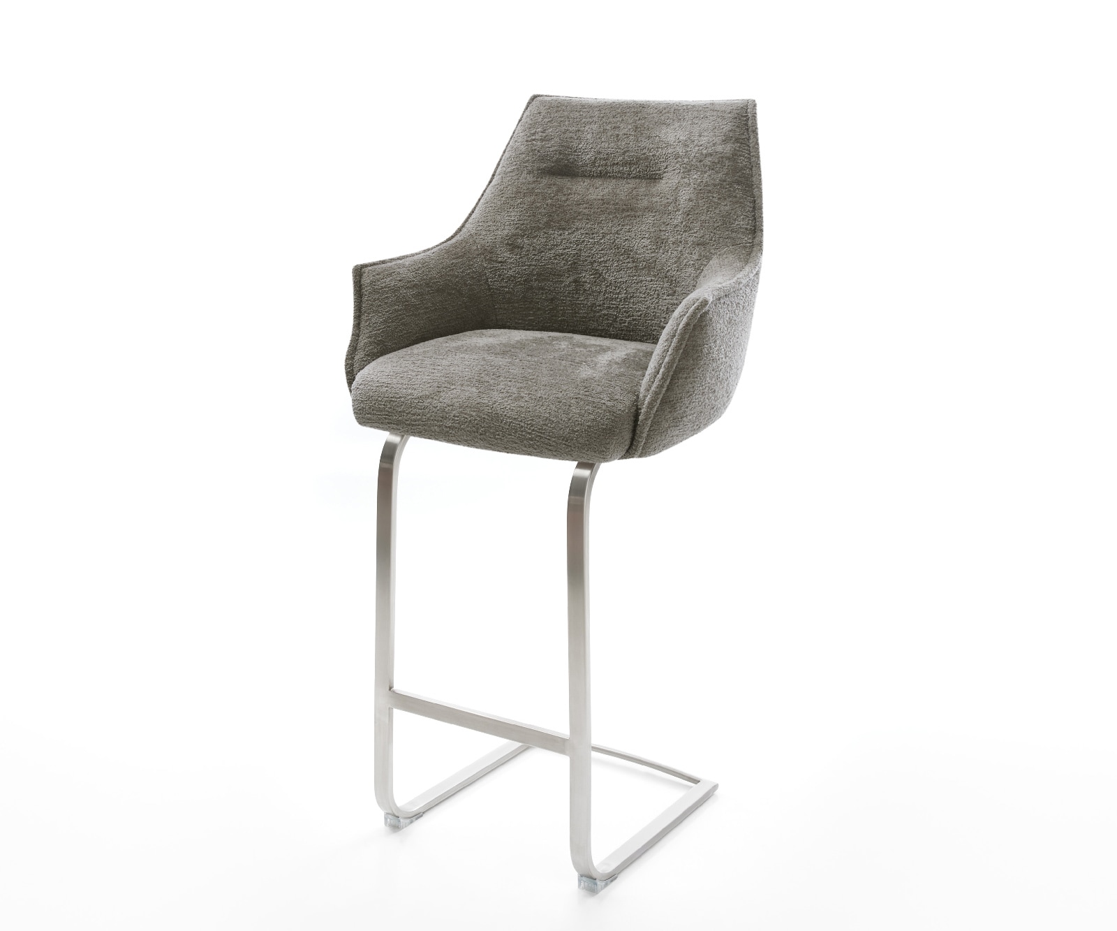 Chaise-de-bar Alja-Flex Bouclé doux Boue Pied cantilever acier inoxydable Argent Ressort ensaché 1
