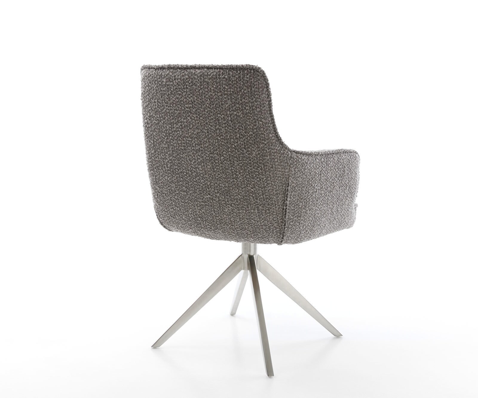 Chaise-pivotante Heira-Flex bouclé gris argenté pied croisé large acier inoxydable brossé pivotement sur 360° fonction bascule ressorts ensachés 4