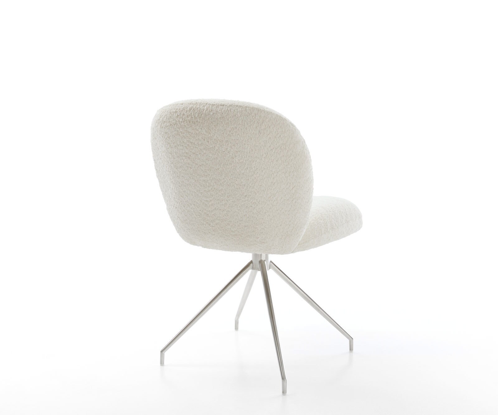 Chaise-pivotante Nube-Flex bouclé blanc pied croisé conique acier inoxydable brossé pivotement sur 180° ressorts ensachés 4 Chaise-pivotante Nube-Flex bouclé blanc pied croisé conique acier inoxydable brossé pivotement sur 180° ressorts ensachés 4