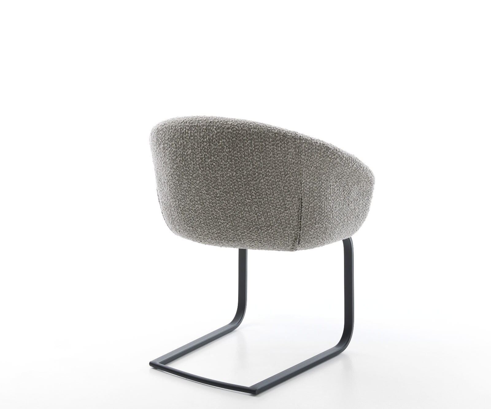 Cantilever Vinka-Flex avec accoudoirs bouclé gris argenté pied cantilever plat noir ressorts ensachés 5