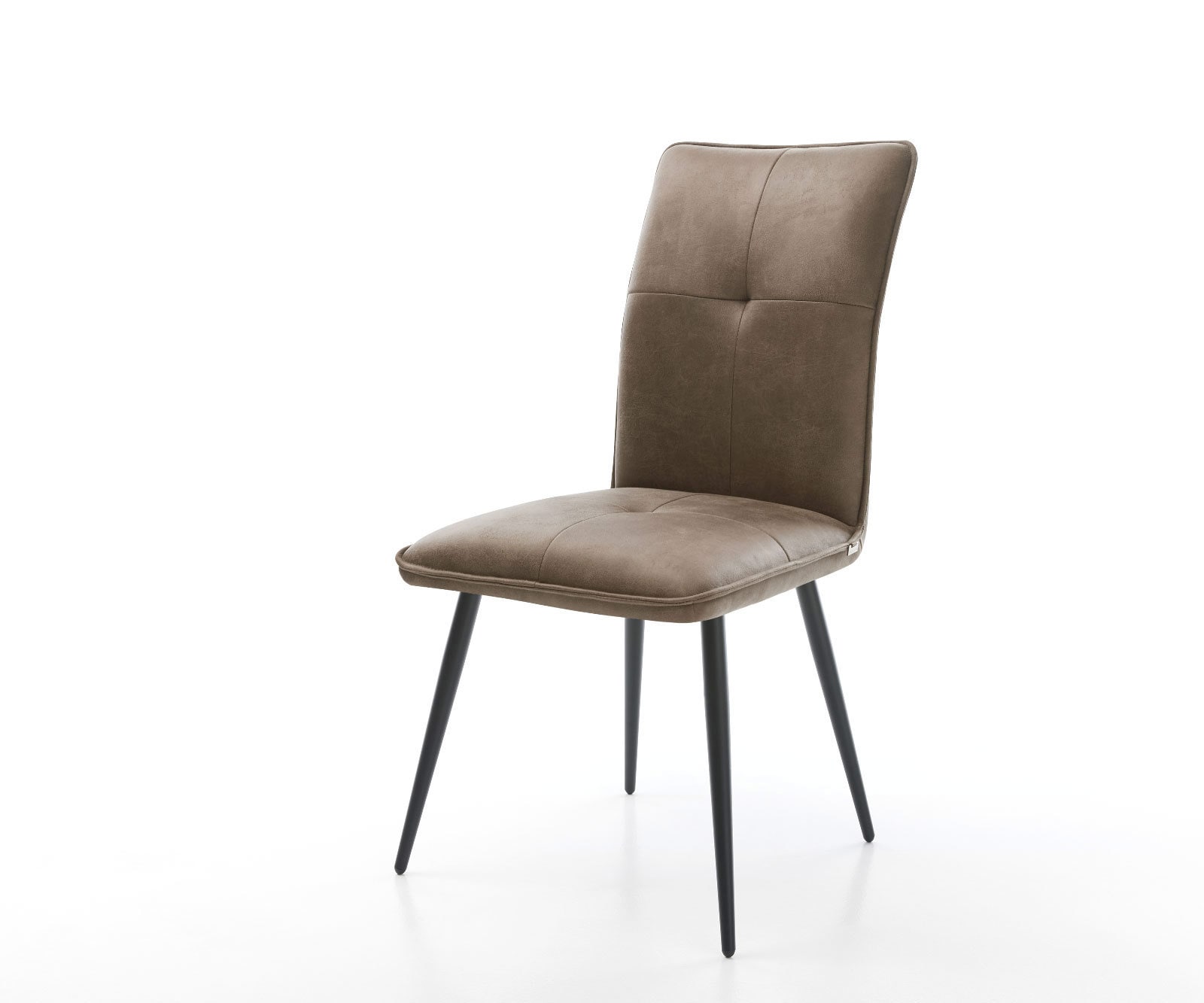 Chaise-de-salle-à-manger Maddy-Flex microvelours taupe vintage 4 pieds coniques noir 1