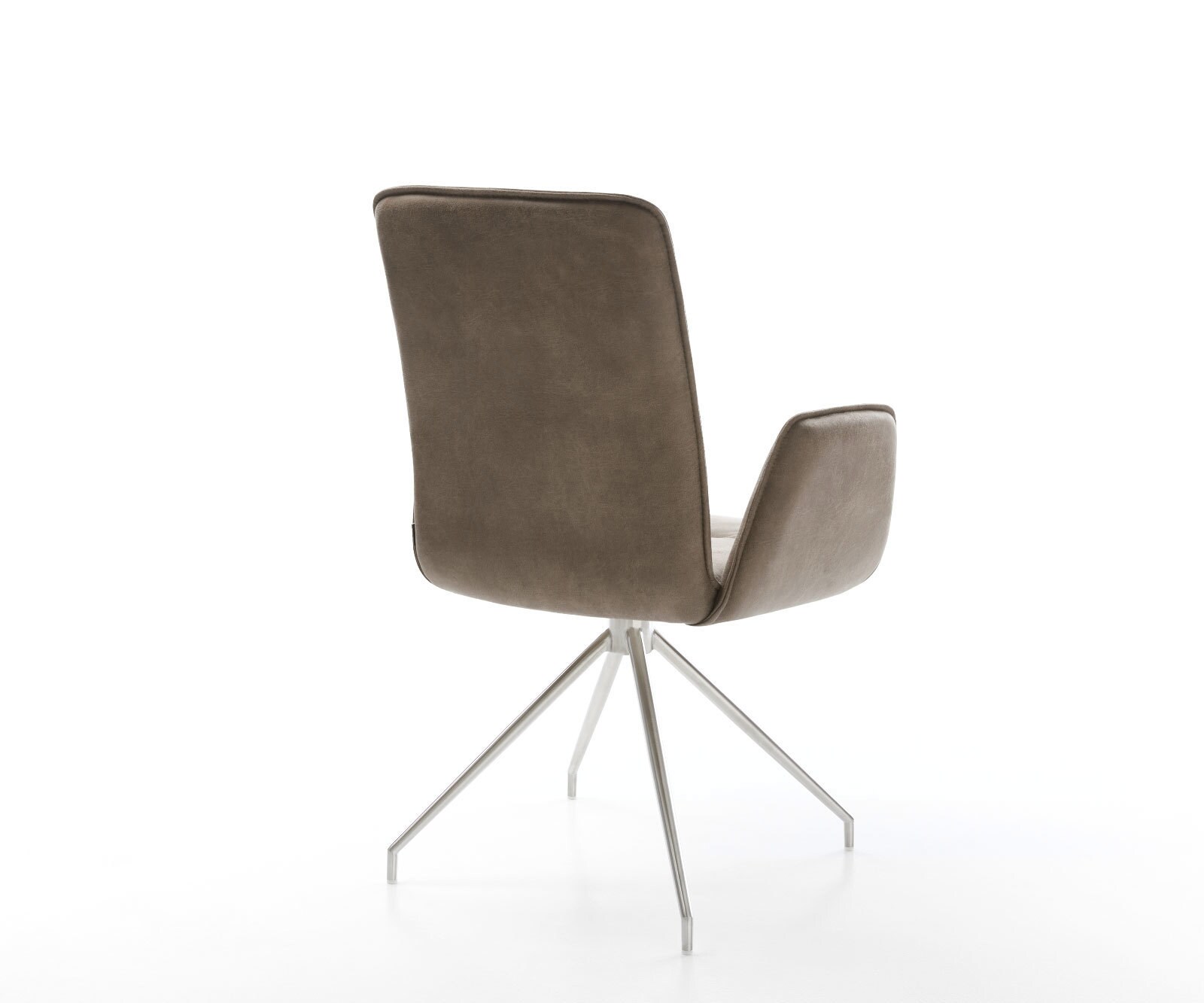 Chaise-de-salle-à-manger Vinja-Flex microvelours taupe vintage pied croisé conique acier inoxydable brossé 4 Chaise-de-salle-à-manger Vinja-Flex microvelours taupe vintage pied croisé conique acier inoxydable brossé 4