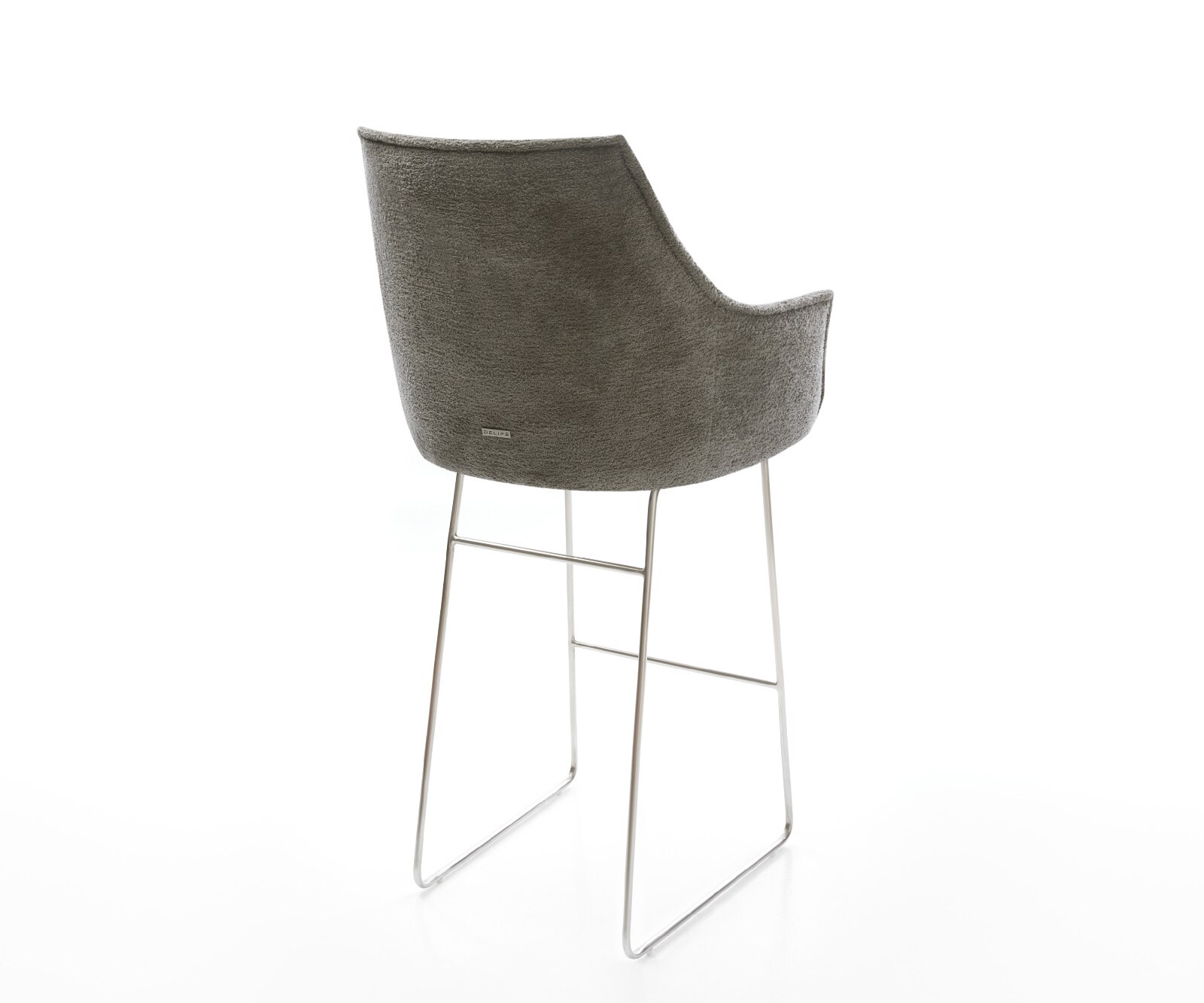 Chaise-de-bar Alja-Flex Bouclé doux Boue Pied trapèze acier inoxydable Argent Ressort ensaché 5