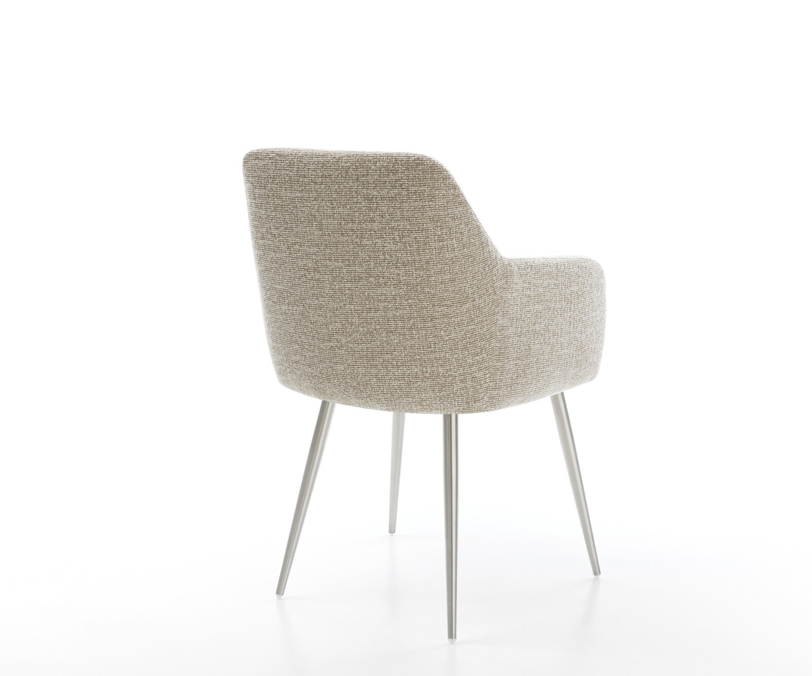 Chaise-de-salle-à-manger Greg-Flex tissu tissé doux beige 4 pieds coniques acier inoxydable resorts ensachés 4