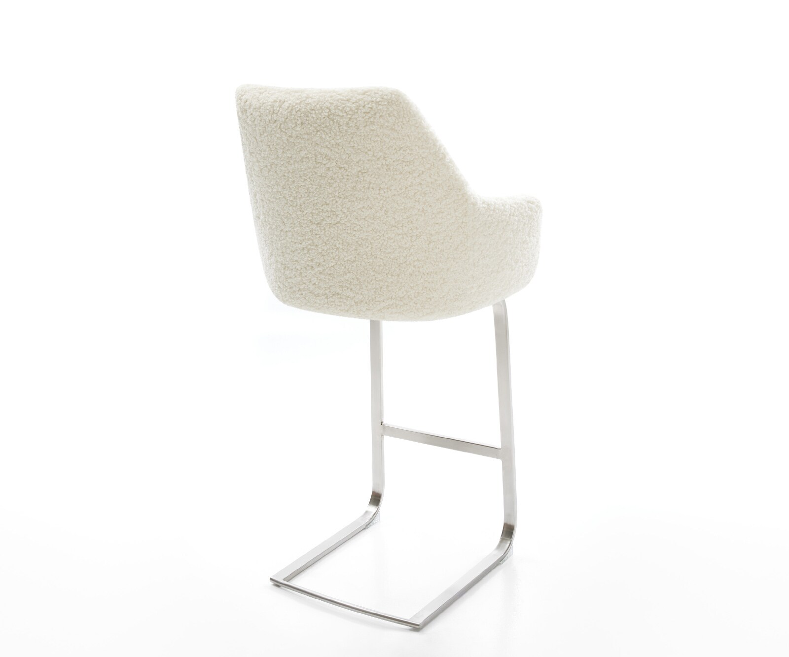 Chaise-de-bar Alja-Flex Tissu teddy Beige Pied cantilever acier inoxydable Argent Ressort ensaché 5