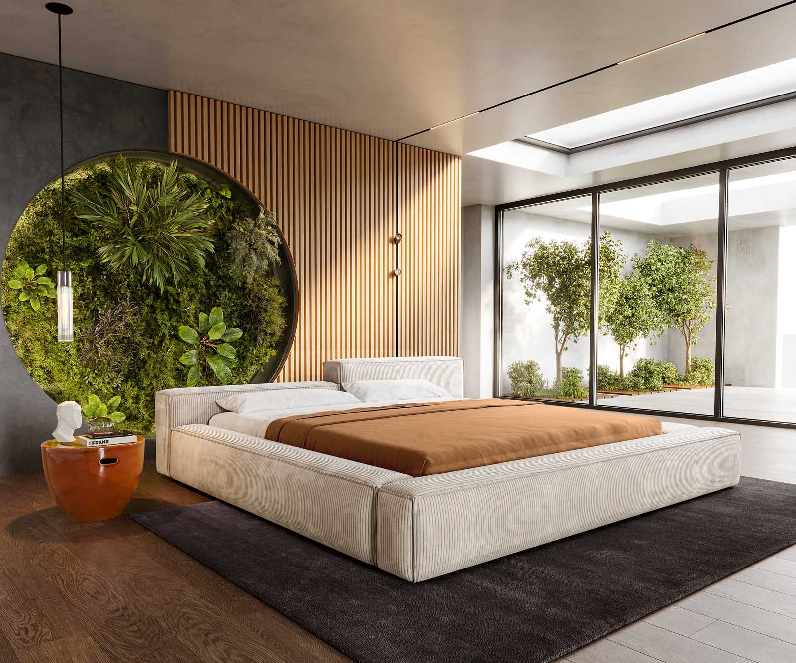 Sommier-rembourré Kalinea 180x200 cm Velours côtelé Beige