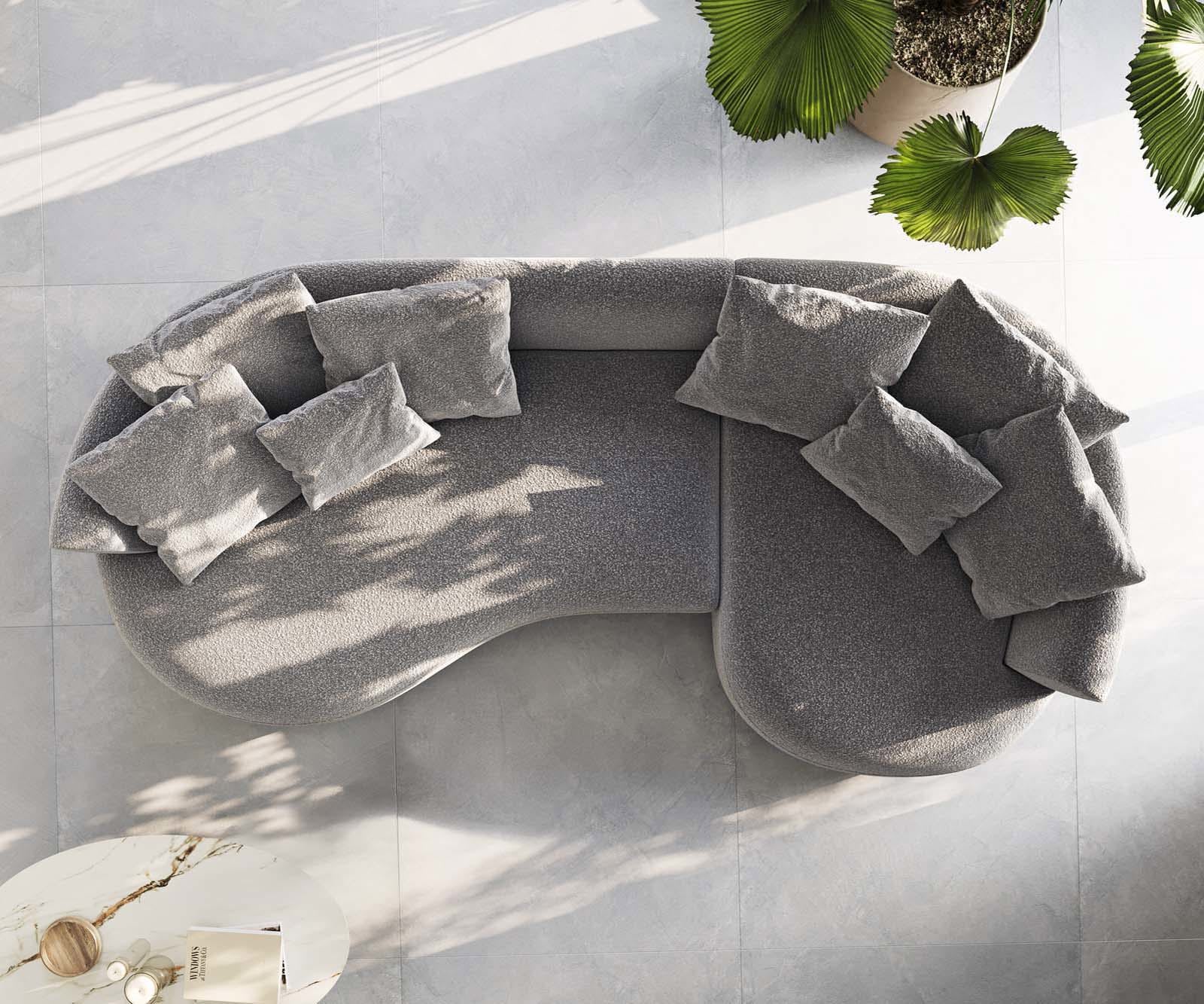 Canapé Edina 330x170 cm Bouclé gris argenté 4 Canapé Edina 330x170 cm Bouclé gris argenté 4