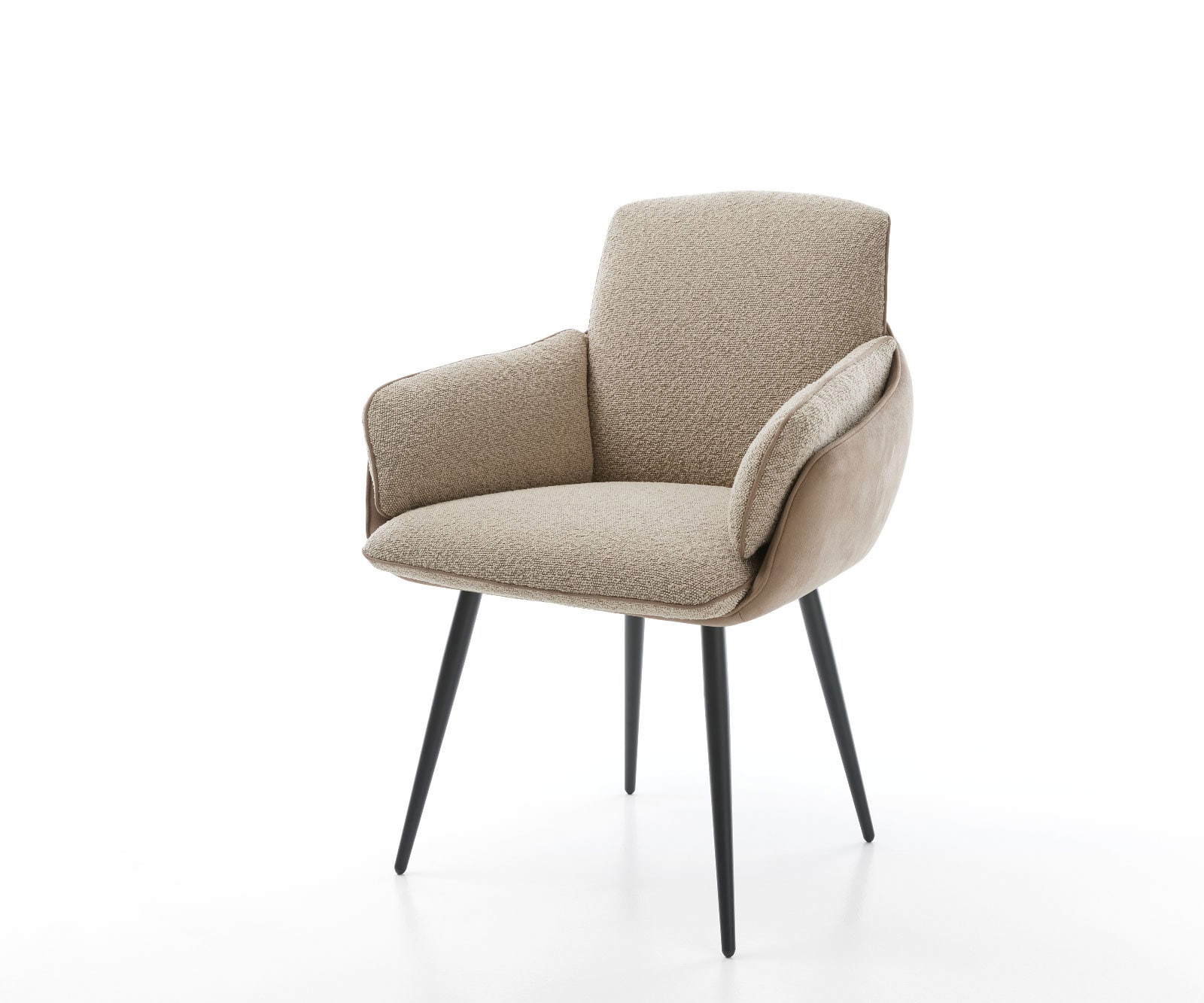 Chaise-de-salle-à-manger Luan-Flex avec accoudoirs tissu mixte couleur boue 4 pieds coniques noir Chaise-de-salle-à-manger Luan-Flex avec accoudoirs tissu mixte couleur boue 4 pieds coniques noir