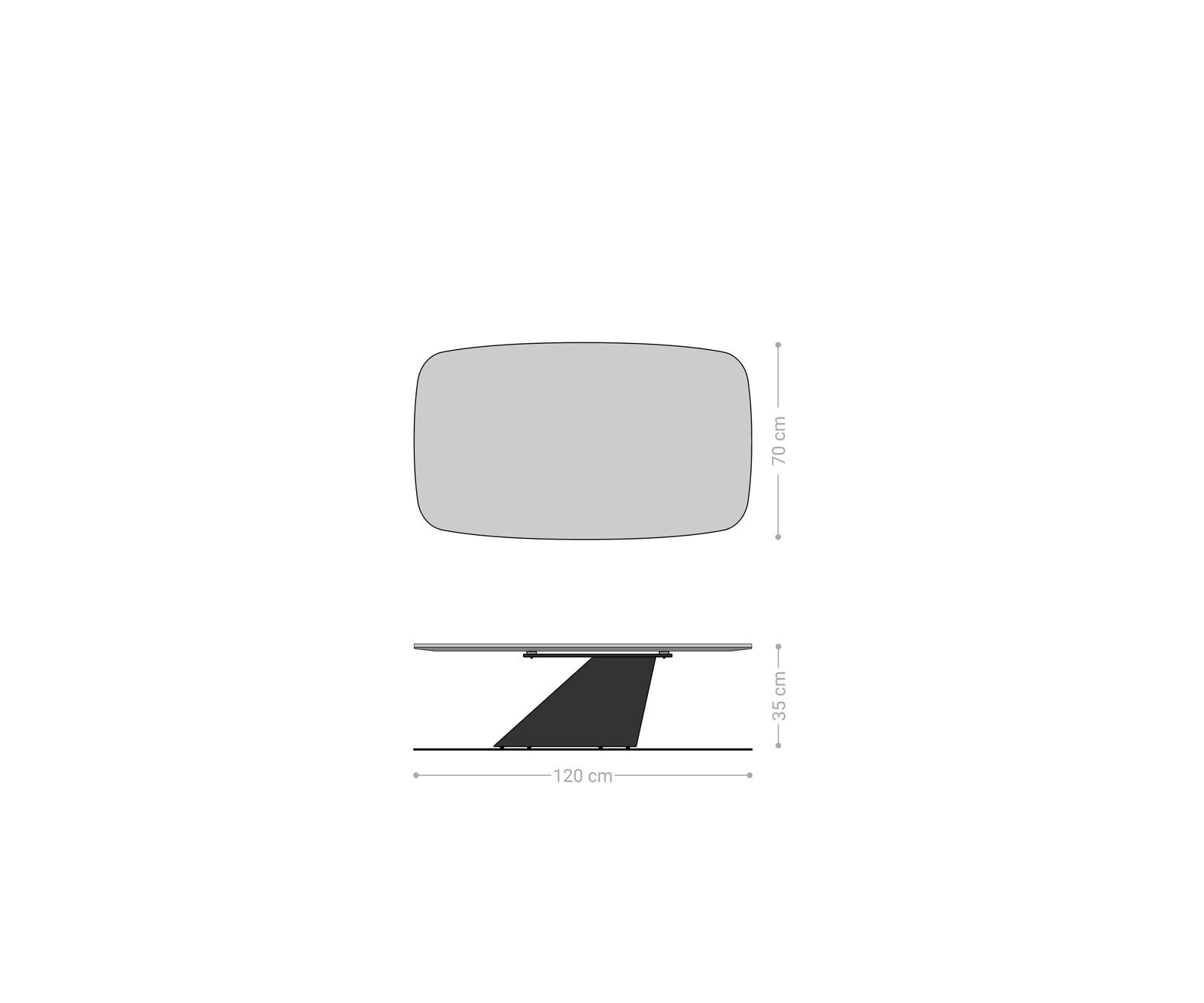 Table basse Edge Boot 120x70 cm céramique Laminam® Noir Desir brun Conis argent métallique 8