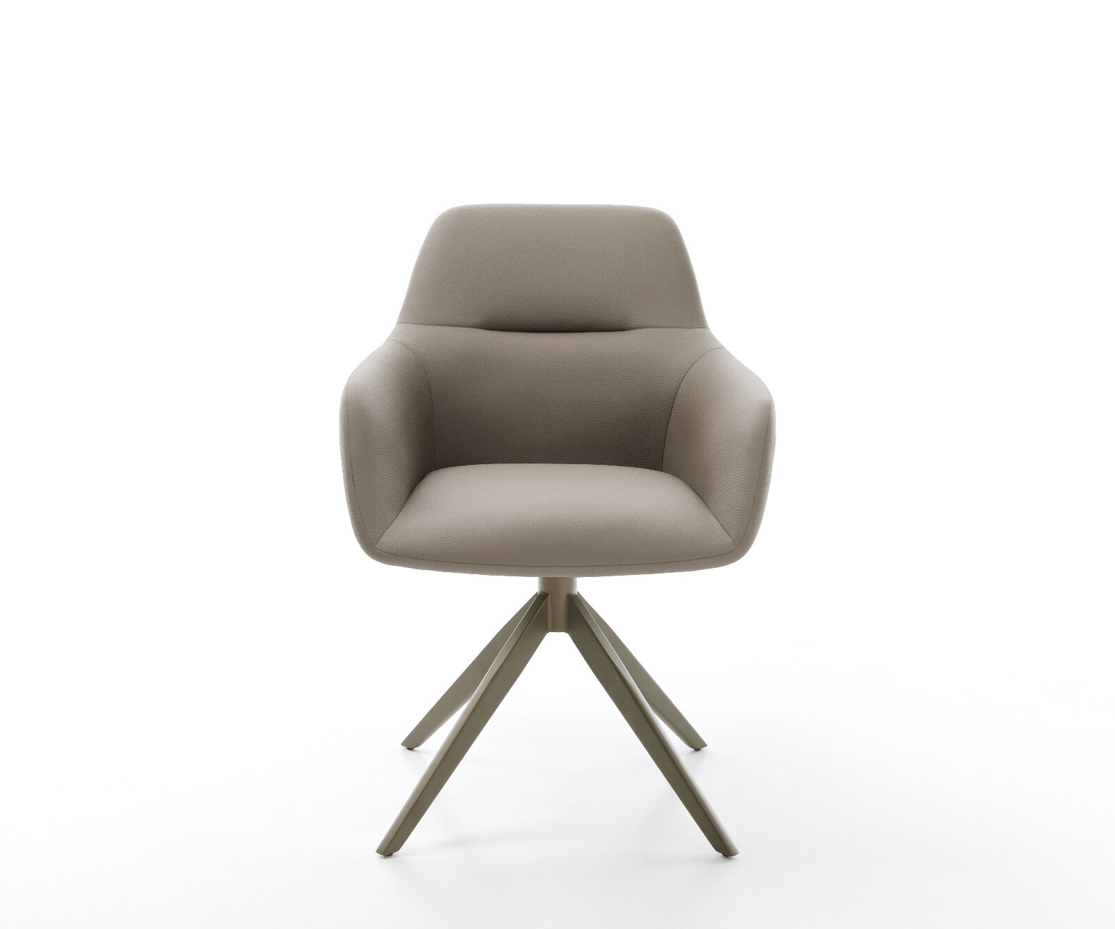 Chaise-pivotante Pejo-Flex cuir de vache couleur boue pied croisé large aspect titane pivotement sur 360° fonction bascule ressorts ensachés 2