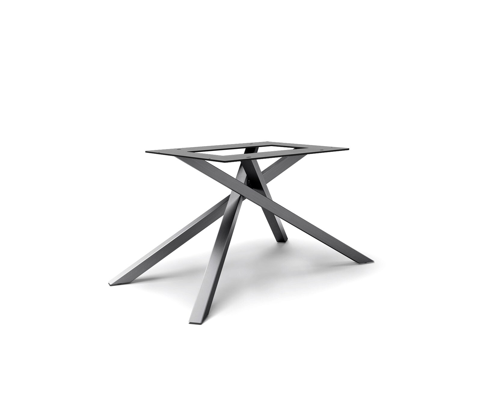 Piètement-en-croix rectangulaire en acier inoxydable graphite pour plateaux de table à partir de 200 cm