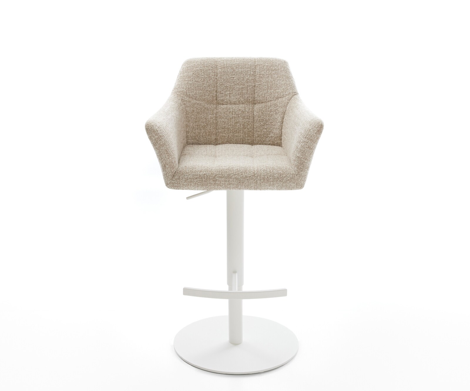 Chaise-de-bar Yulo-Flex Tissu tissé doux Beige Pied pivotant réglable en hauteur blanc Blanc 2