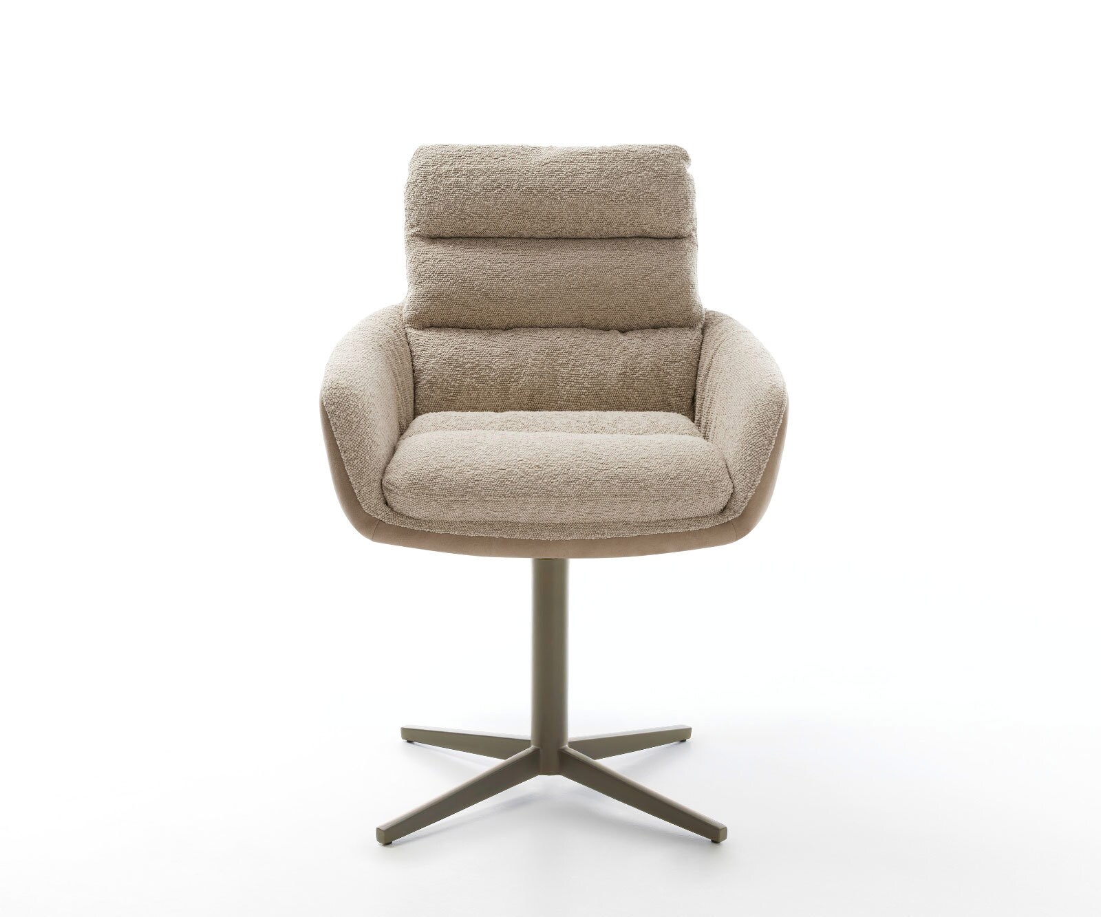 Chaise-pivotante Abelia-Flex avec accoudoirs tissu mixte couleur boue pied de chaise 4 branches aspect titane pivotement sur 360° 1