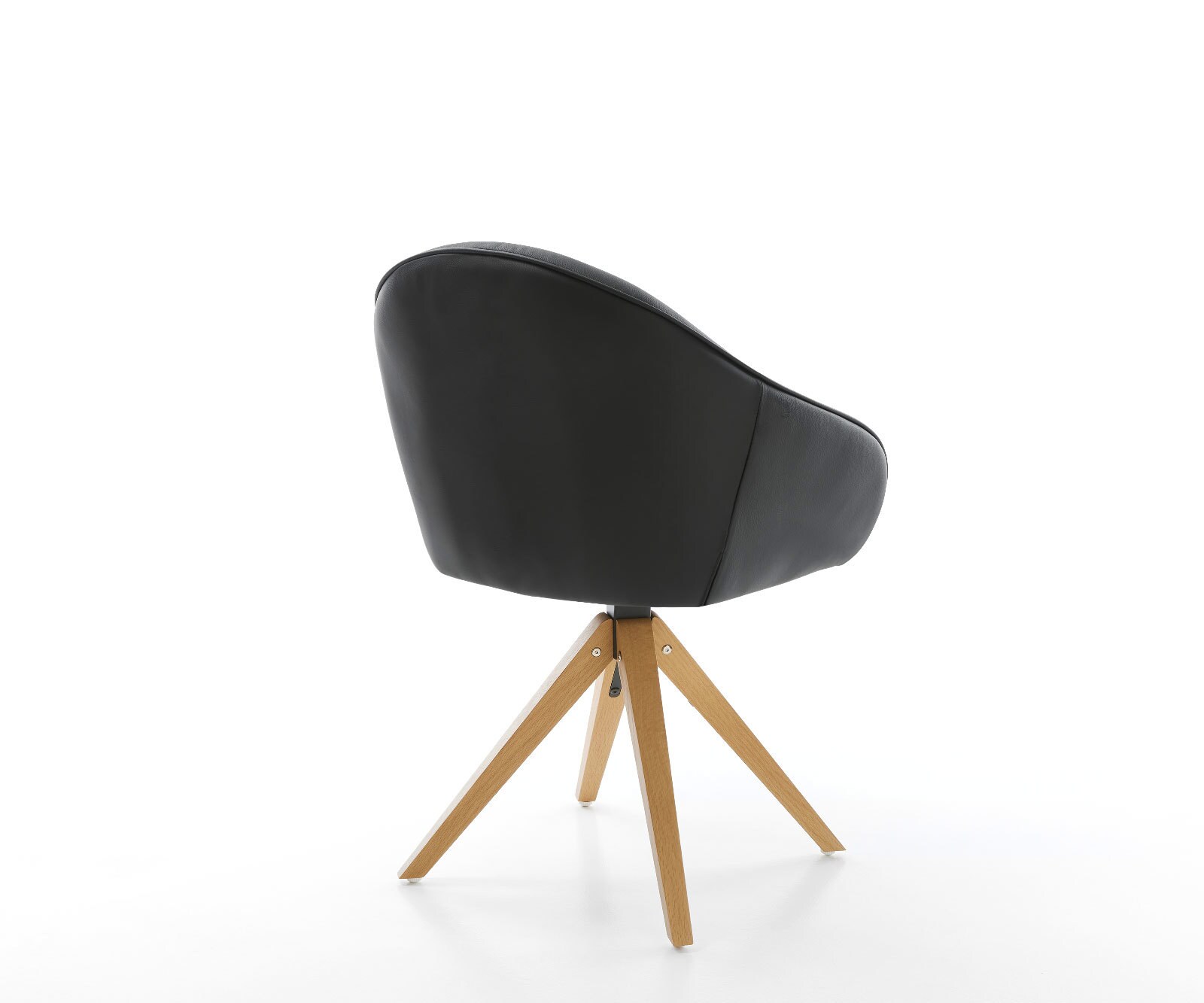 Chaise-de-salle-à-manger Gaio-Flex cuir de vache noir pied en bois angulaire naturel 4 Chaise-de-salle-à-manger Gaio-Flex cuir de vache noir pied en bois angulaire naturel 4