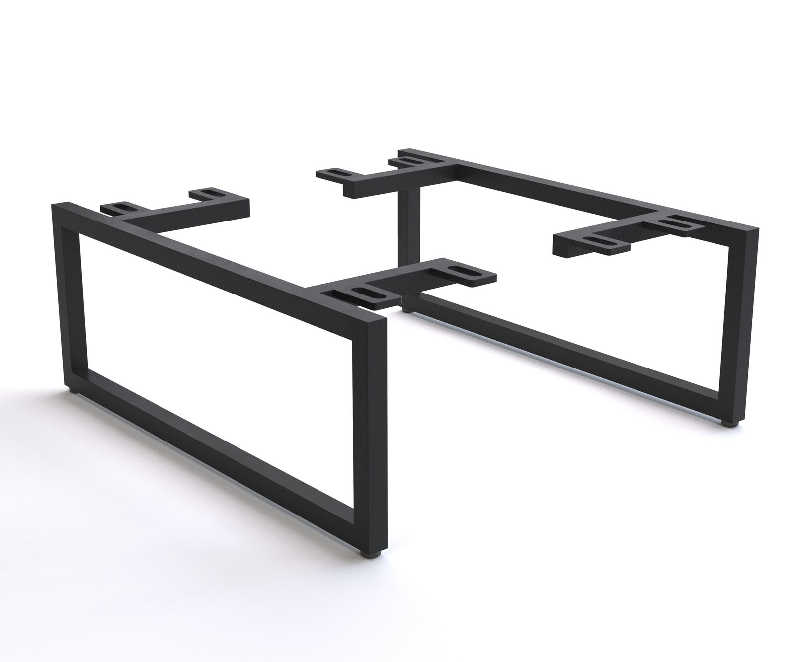 Pied-patin mince 15 cm métal noir pour meubles à caisson de profondeur 40-45 cm (set de 2)