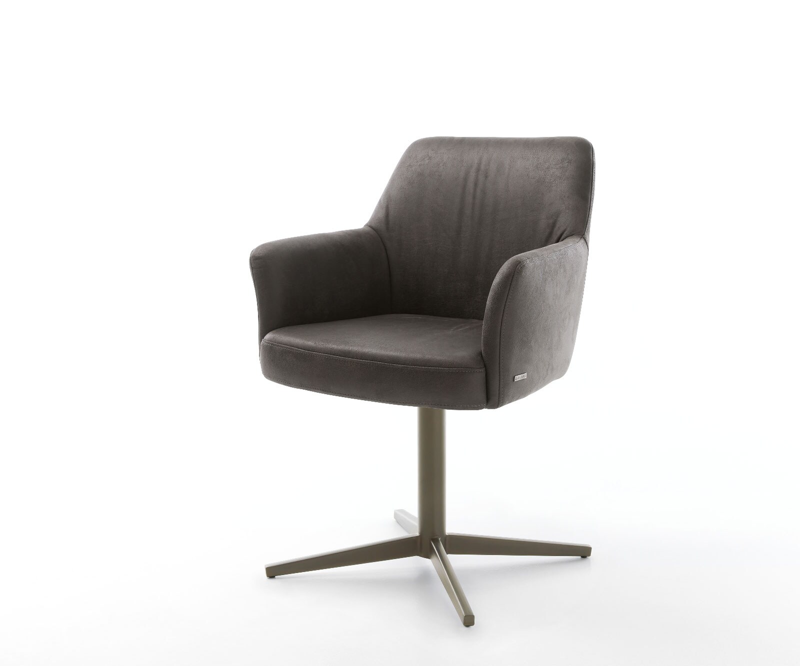 Chaise-pivotante Xana-Flex avec accoudoirs microvelours anthracite vintage pied de chaise 4 branches aspect titane pivotement sur 360° ressorts ensachés