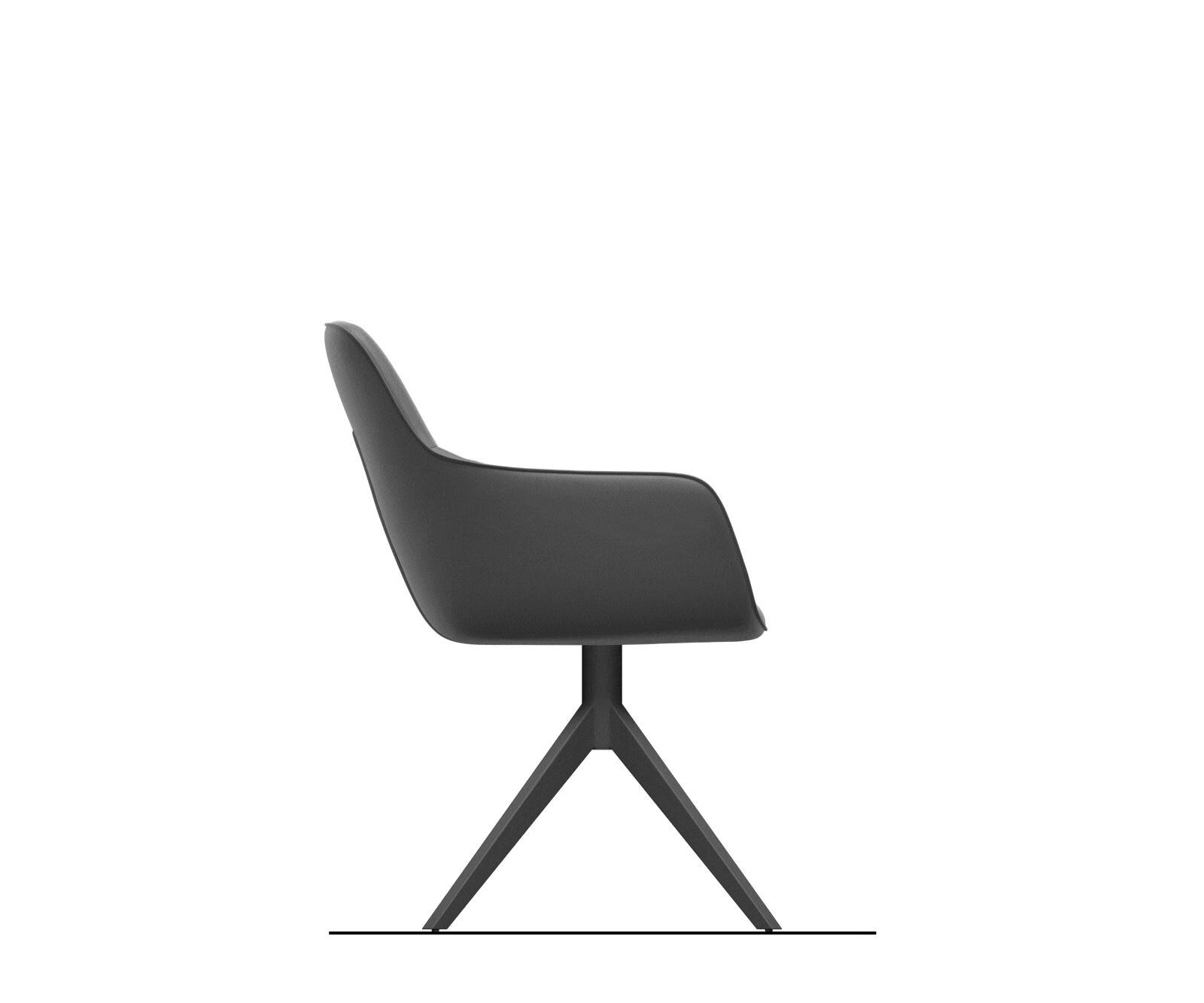 Chaise-pivotante Pejo-Flex cuir de vache couleur boue pied croisé large acier inoxydable brossé pivotement sur 360° fonction bascule ressorts ensachés 8