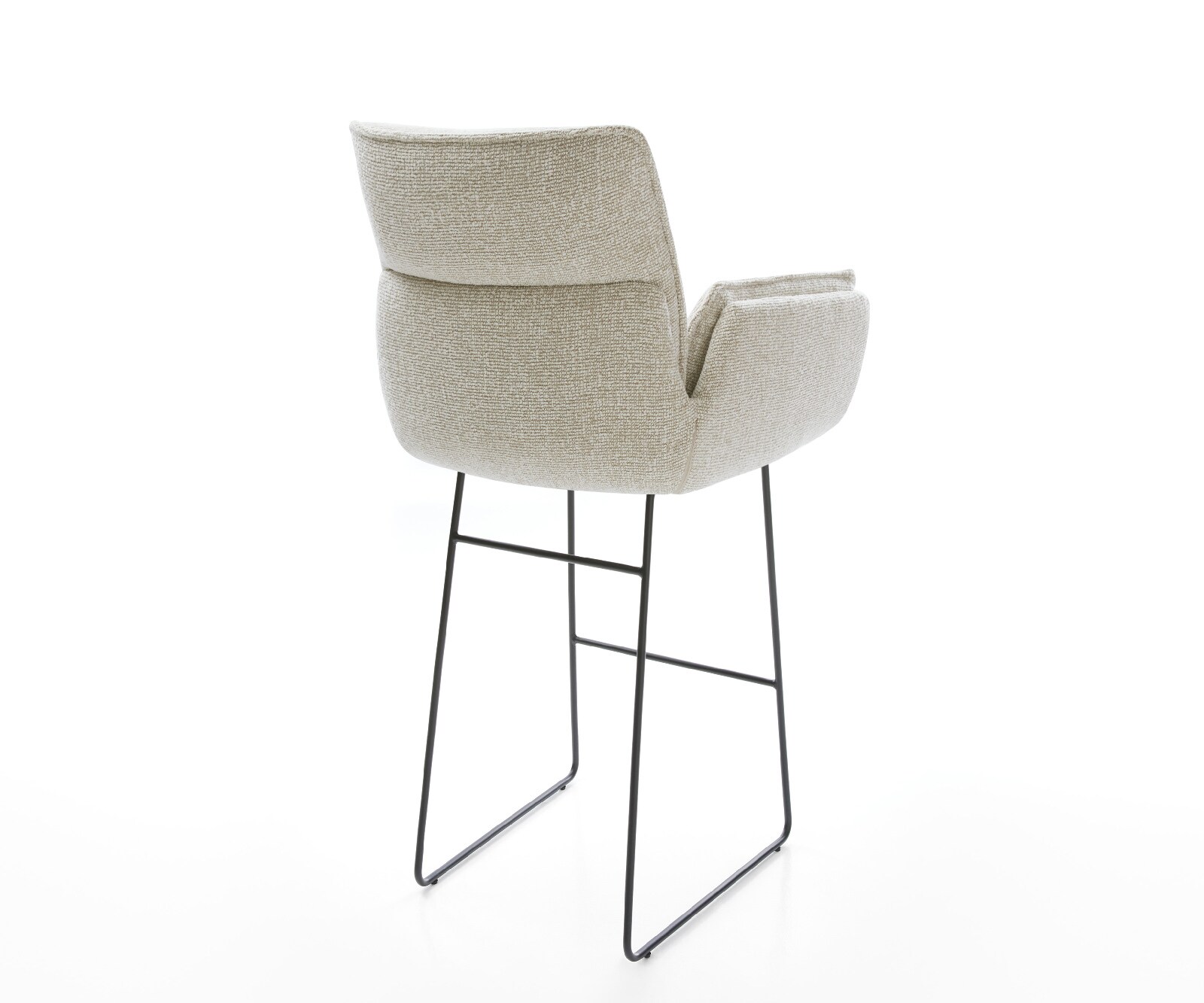 Chaise-de-bar Nela-Flex Tissu tissé doux Beige Pied trapèze noir Noir 4