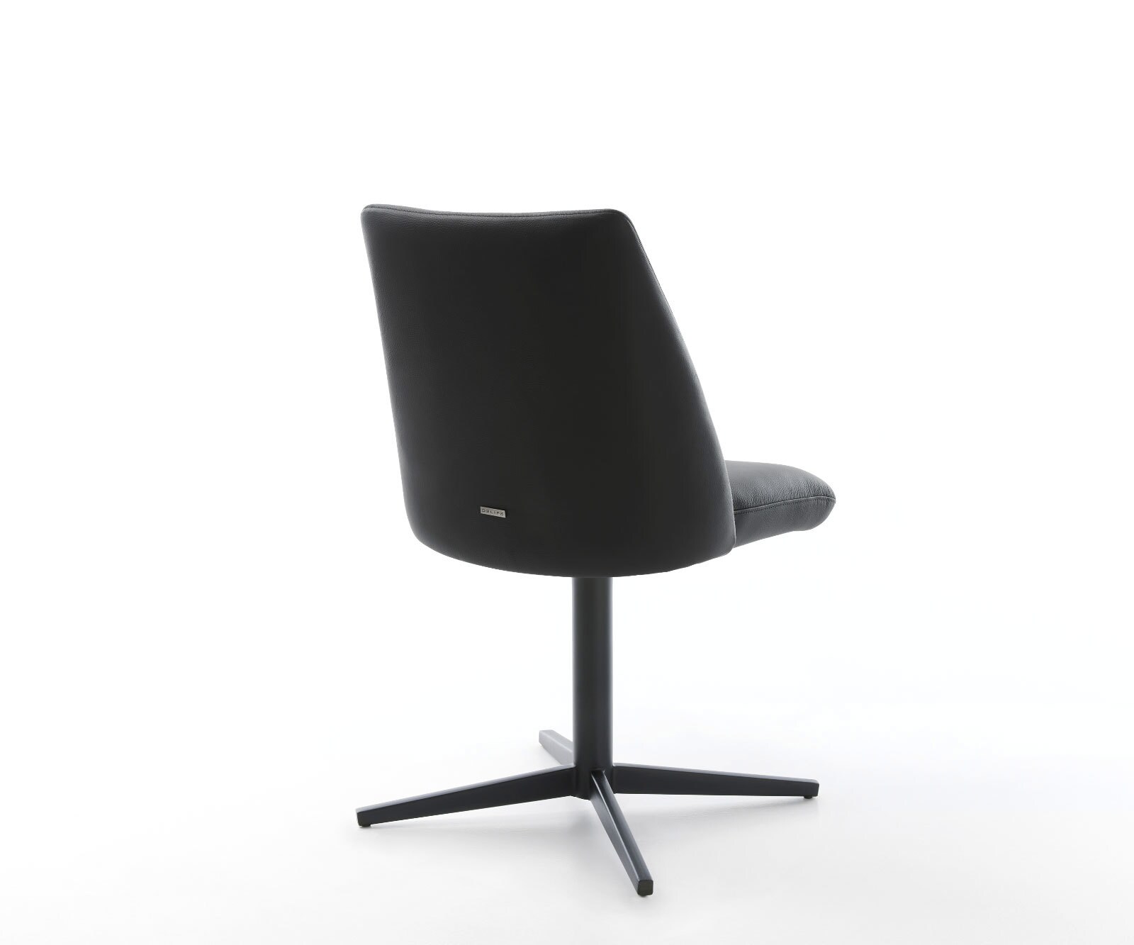 Chaise-pivotante Elso-Flex cuir de vache noir pied de chaise 4 branches noir pivotement sur 360° ressorts ensachés 5